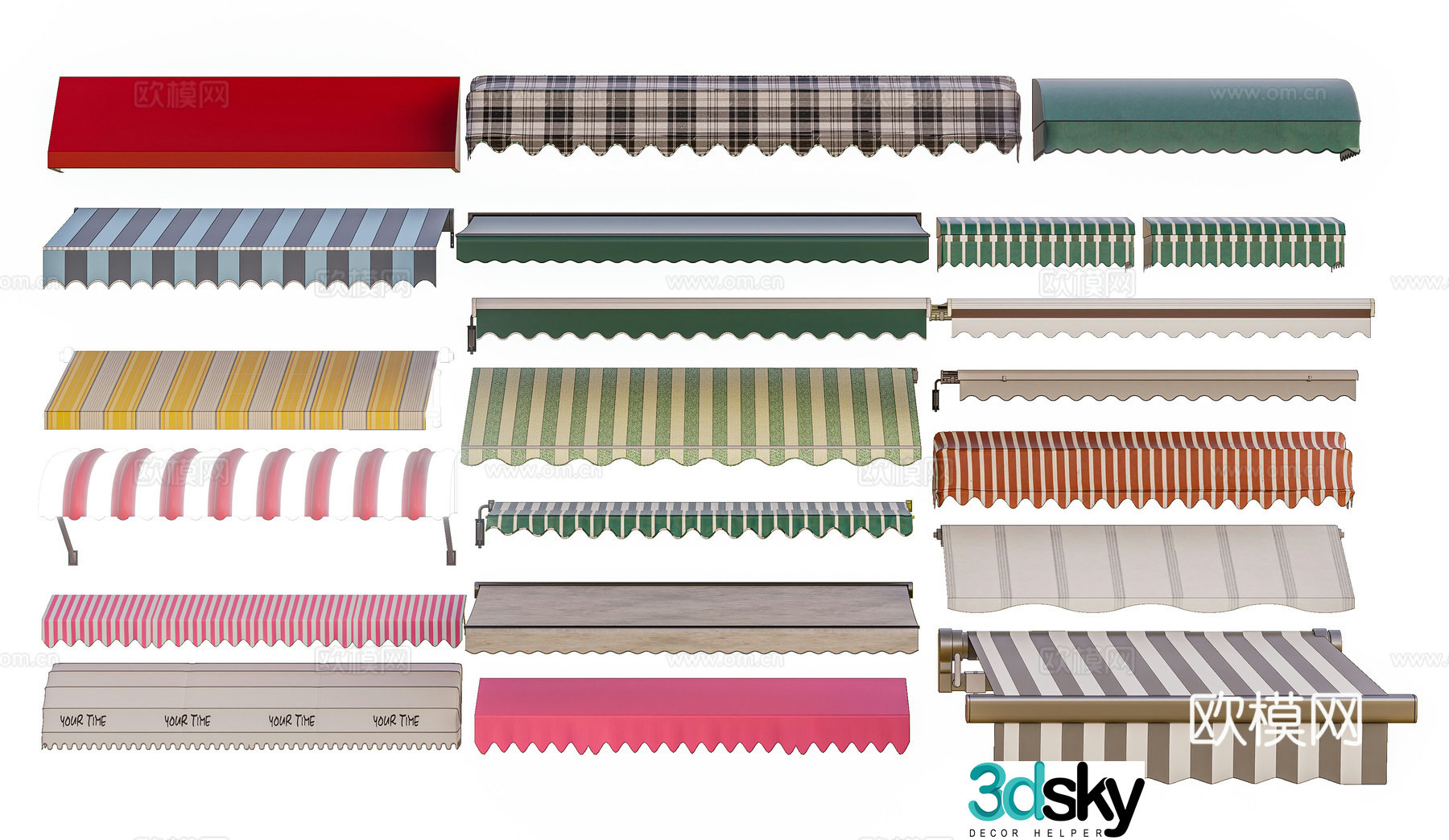 Modern awning retractable awning balcony fabric awning shop awning 3D model