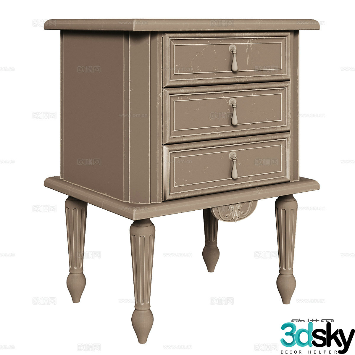 American simple bedside table bedside table simple bedside table bedroom bedside table 3D model