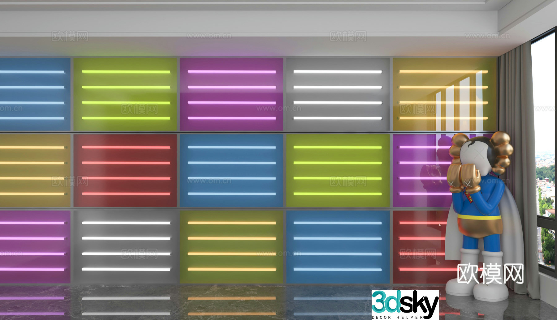 Modern background wall 3d model