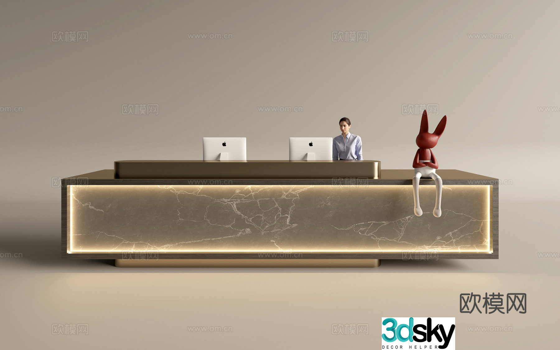 Modern company front desk reception area bar reception desk service desk 3d model