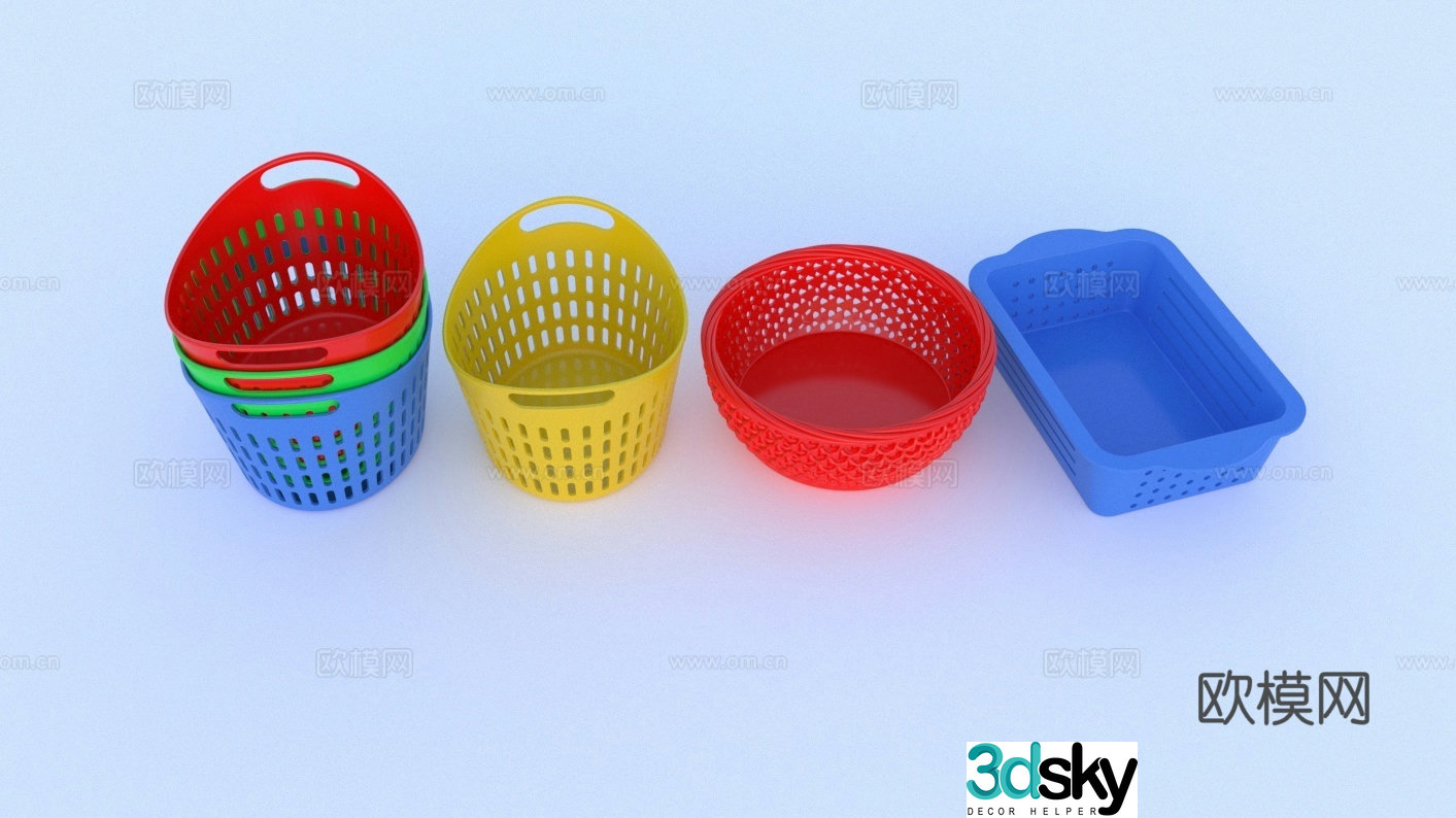 Plastic basket vegetable wash basket shopping basket drain basket fruit basket kitchen rice basket 3D model