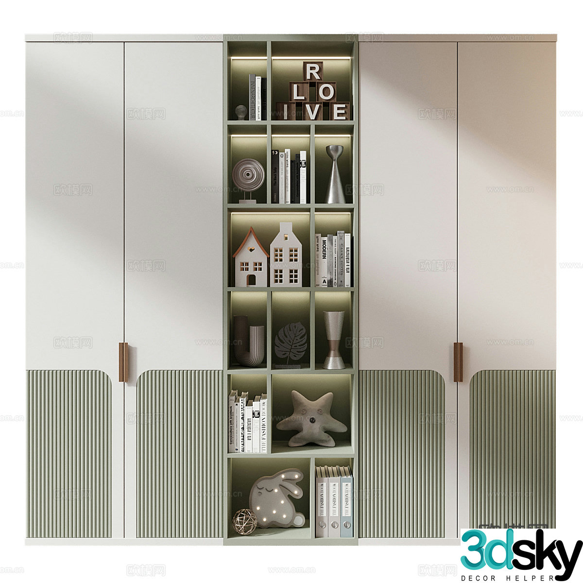 Modern creamy style children’s wardrobe 3d model
