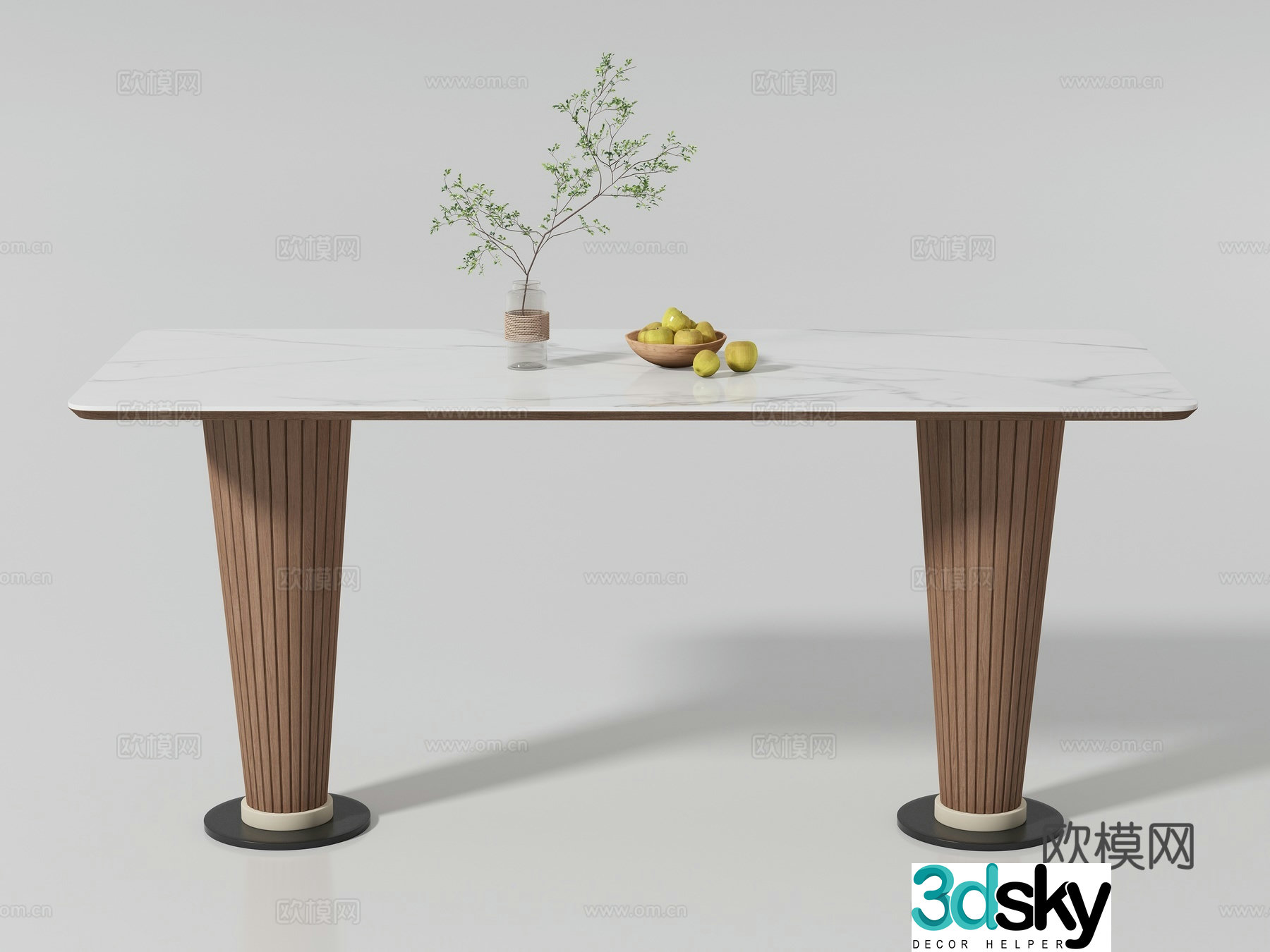 Modern medieval style long dining table and chair 3D model