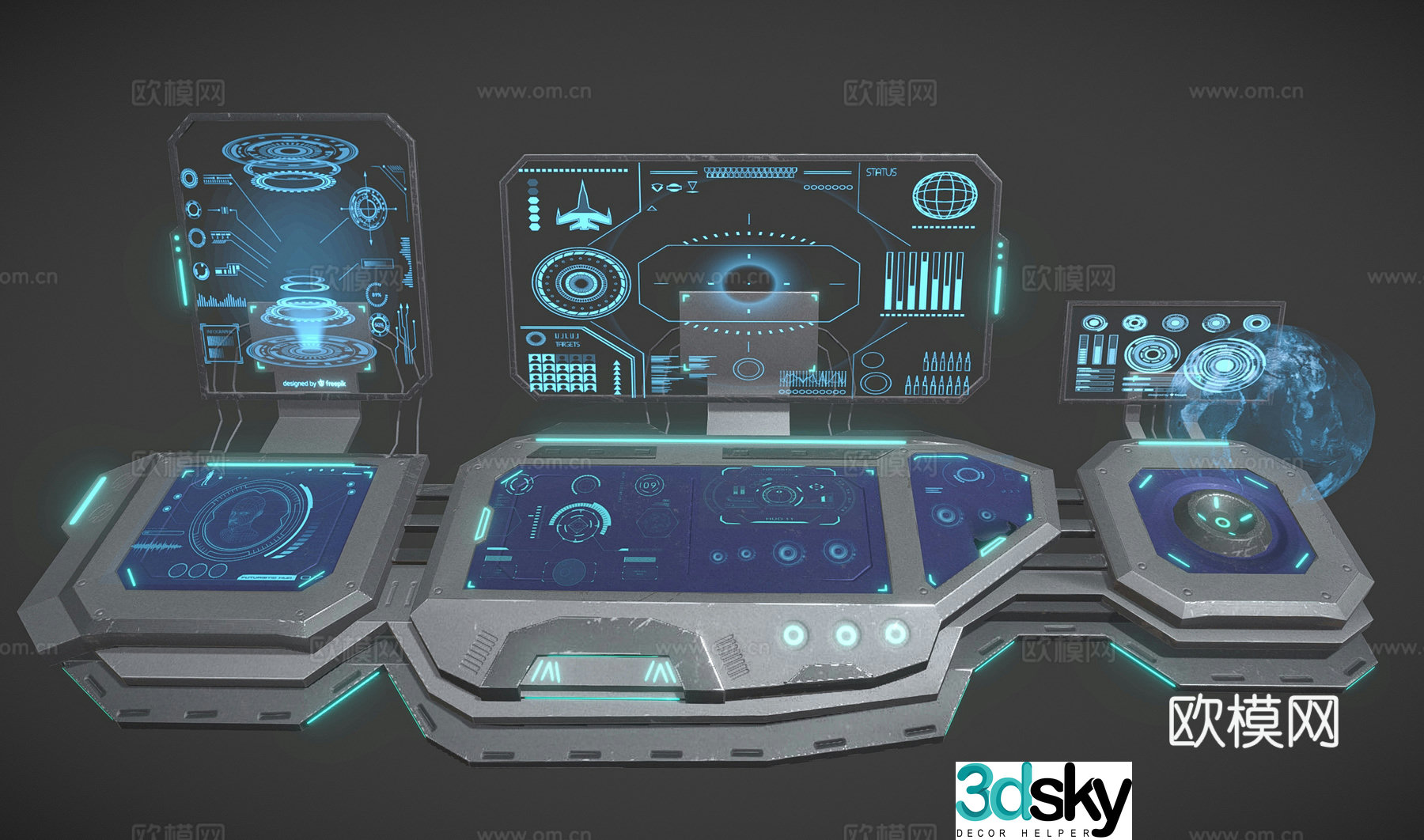 Modern science fiction panel Operation panel Science fiction hologram Science fiction operating system panel Intelligent science 3D model