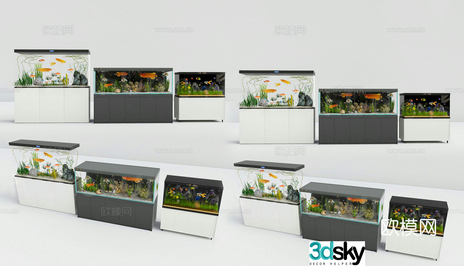 Modern floor-standing large fish tank Tropical fish tank Traffic light fish tank Large indoor fish tank Floor 3D model