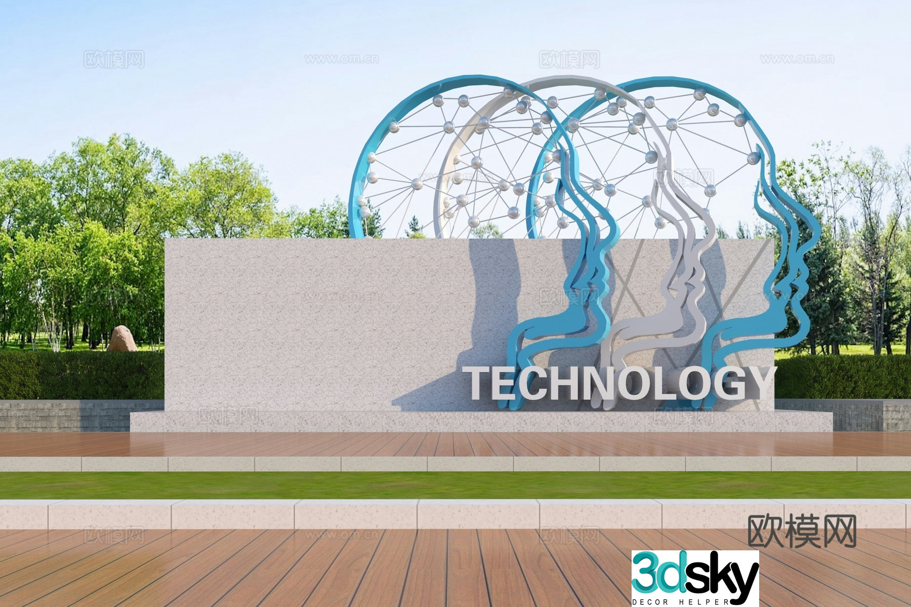 Modern technological innovation sculpture sketch 3d model