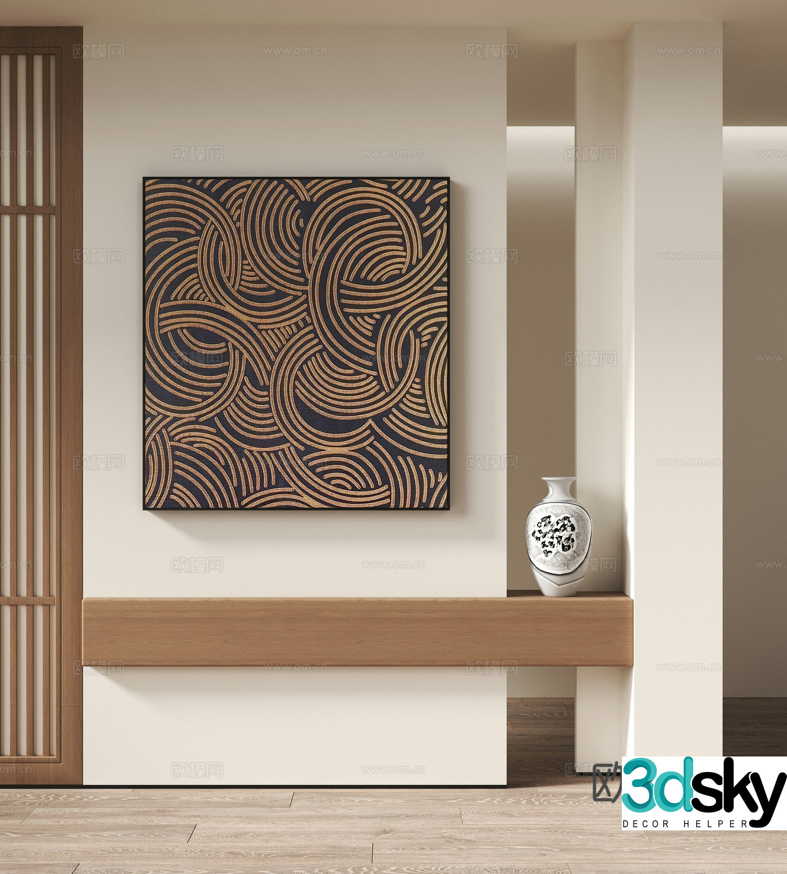 Log wind Wasabi Japanese style Song Dynasty aesthetic decorative hanging painting 3D model
