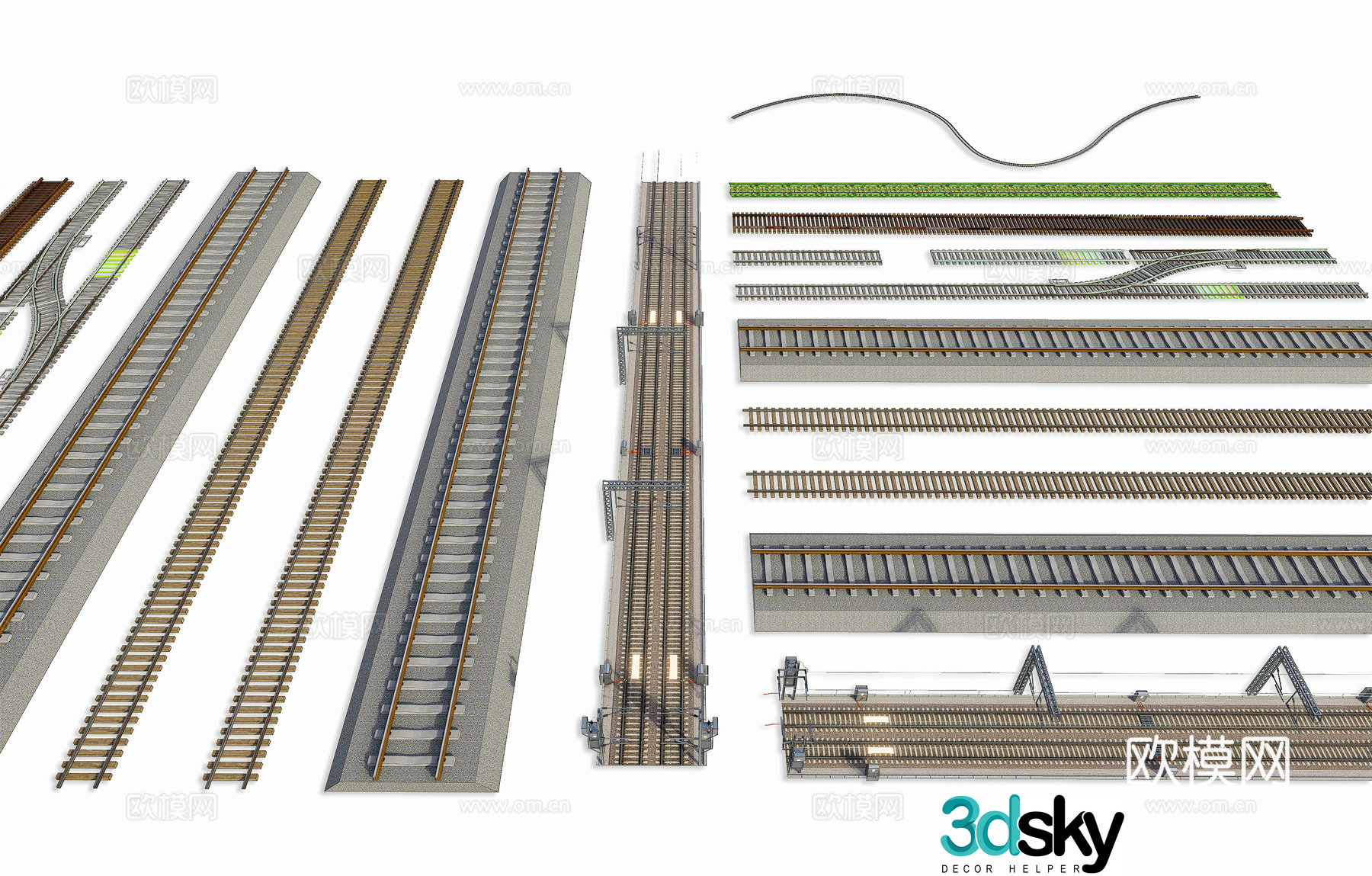 Modern railway combination railway track railway train track railway railway EMU railway track railway track 3D model