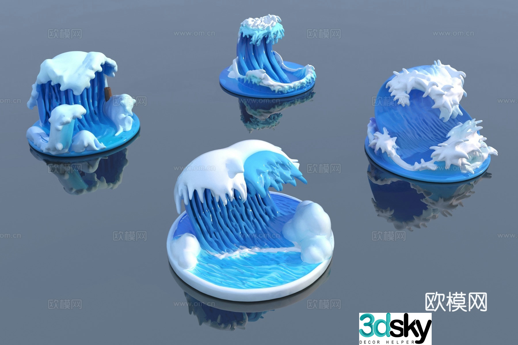 Modern wave sculpture sketch 3d model