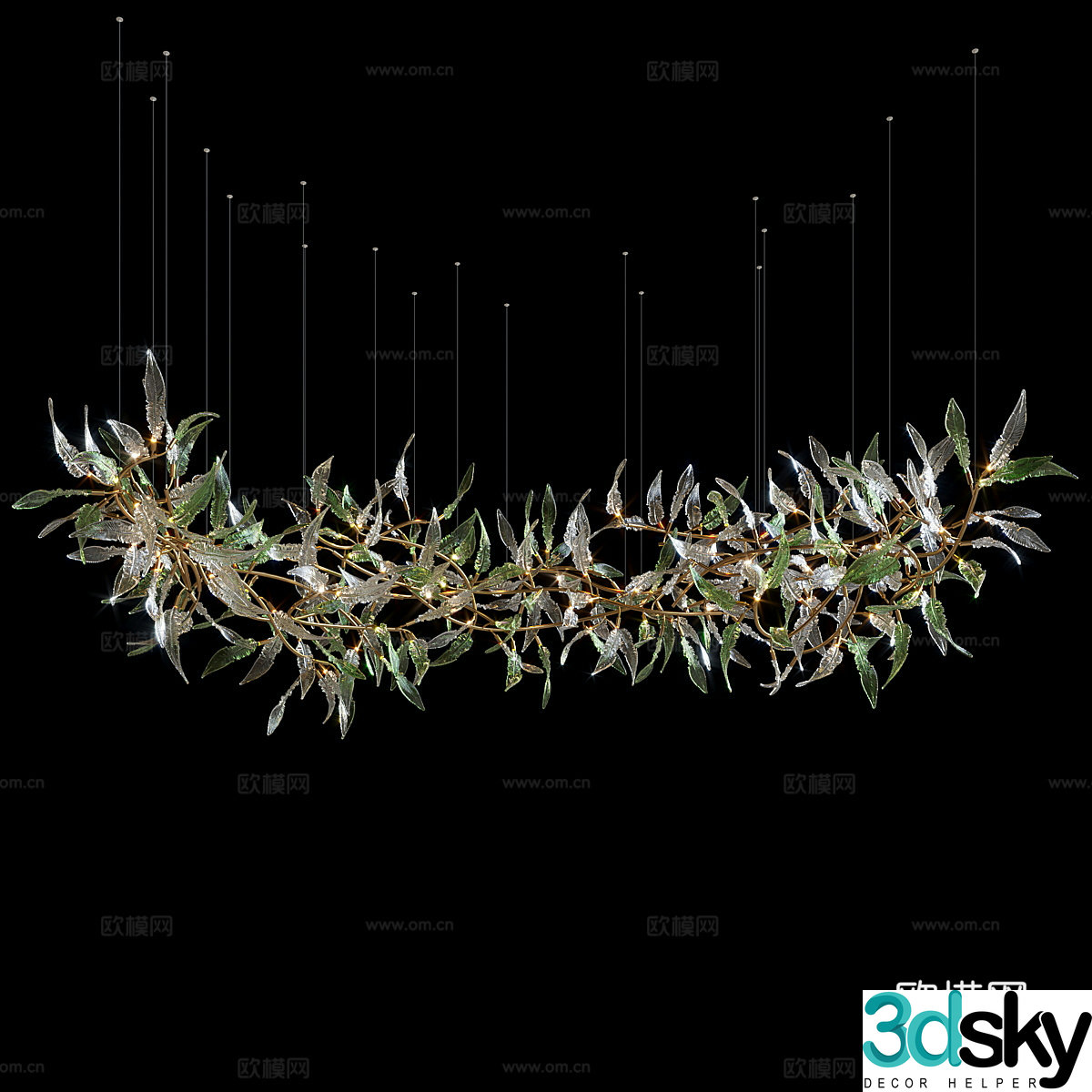 New Chinese craft chandelier 3D model