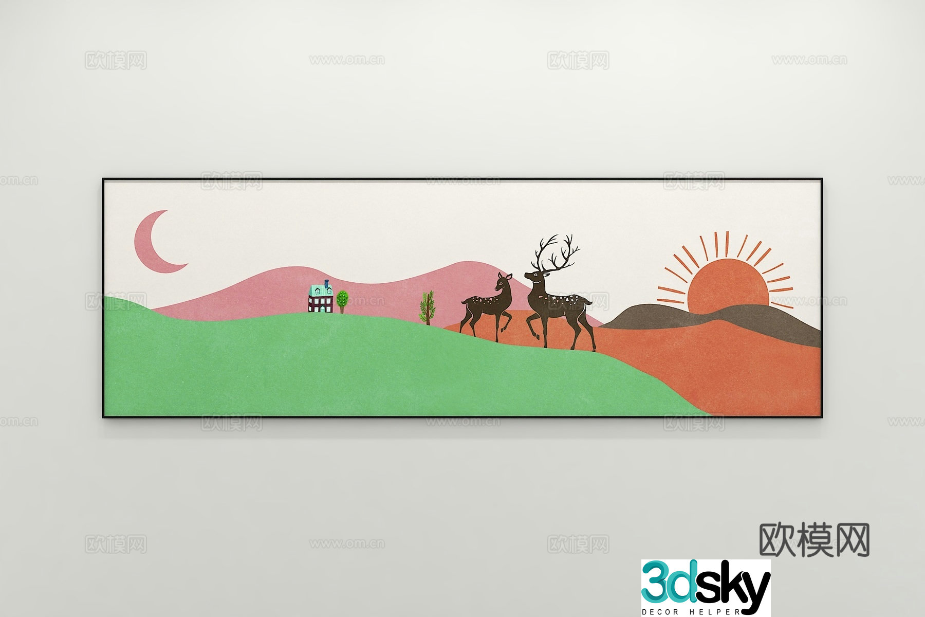 Modern bedroom decorative painting Hanging painting Art painting 3d model