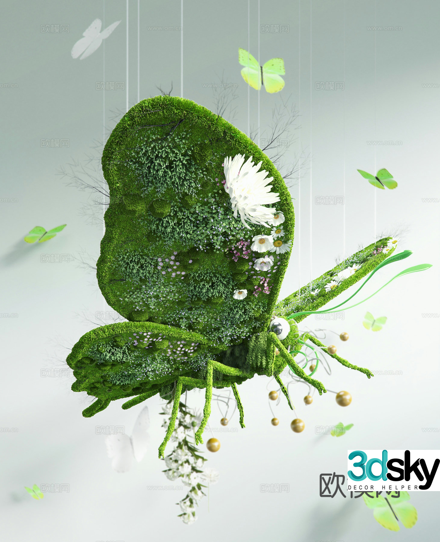 Modern interior sculpture installation 3d model