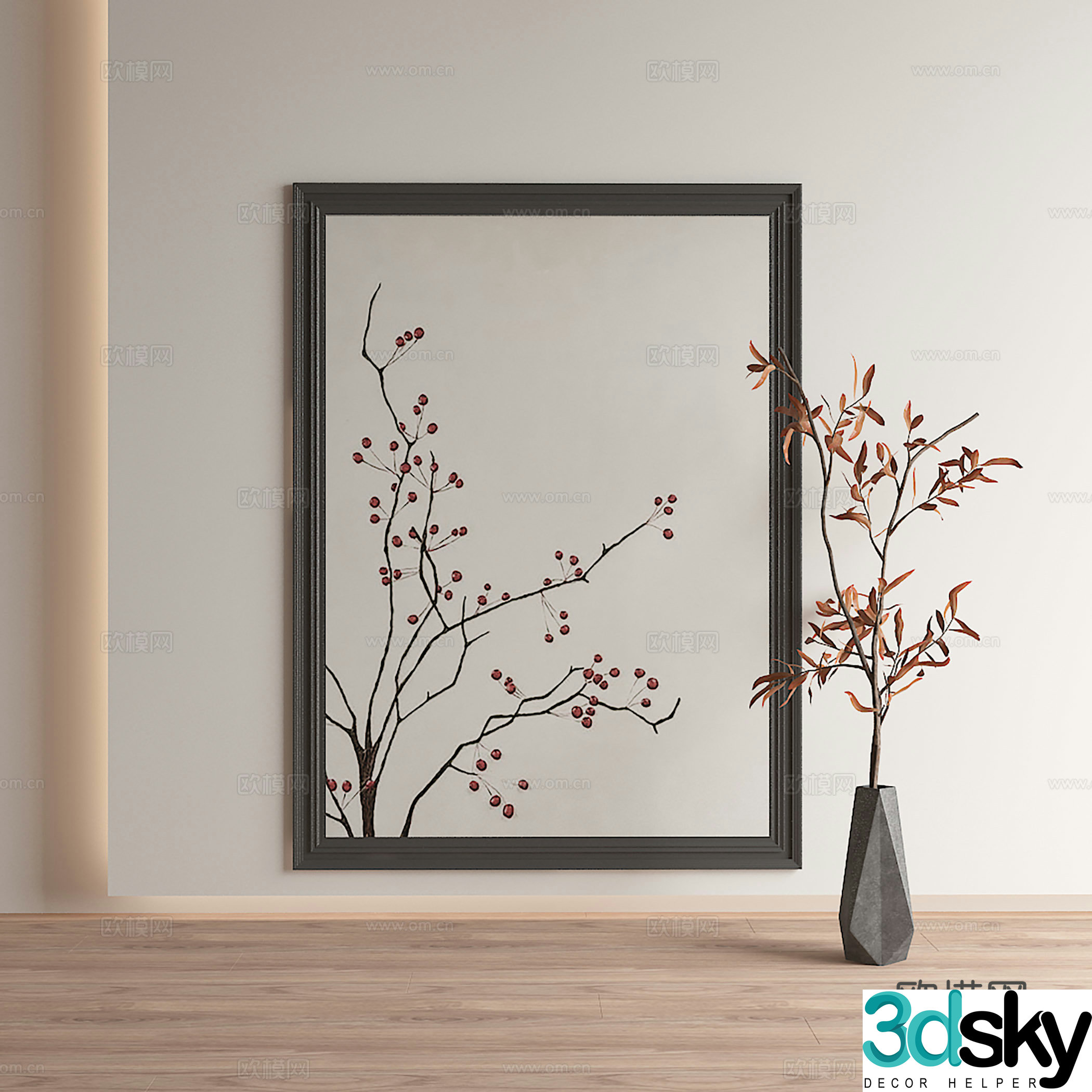 New Chinese style decorative painting 3D model