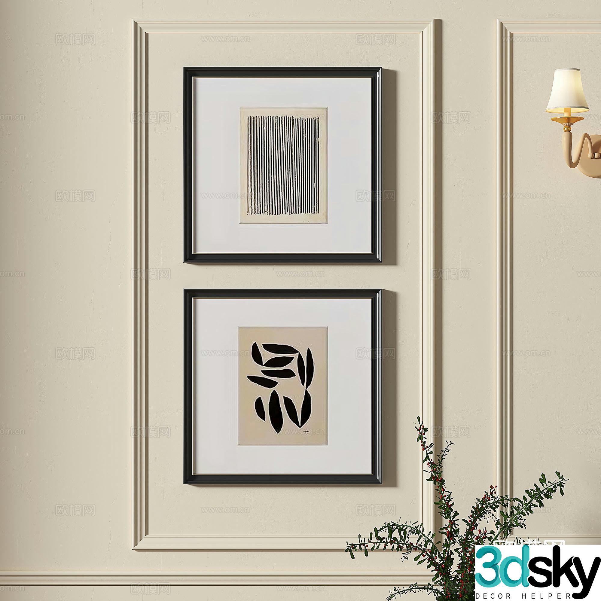 French retro medieval decorative painting 3d model