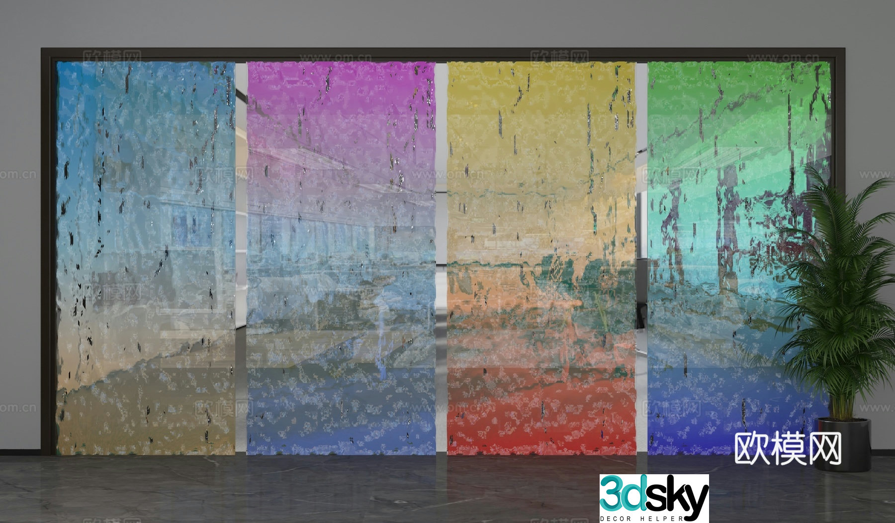 Modern glass partition 3d model