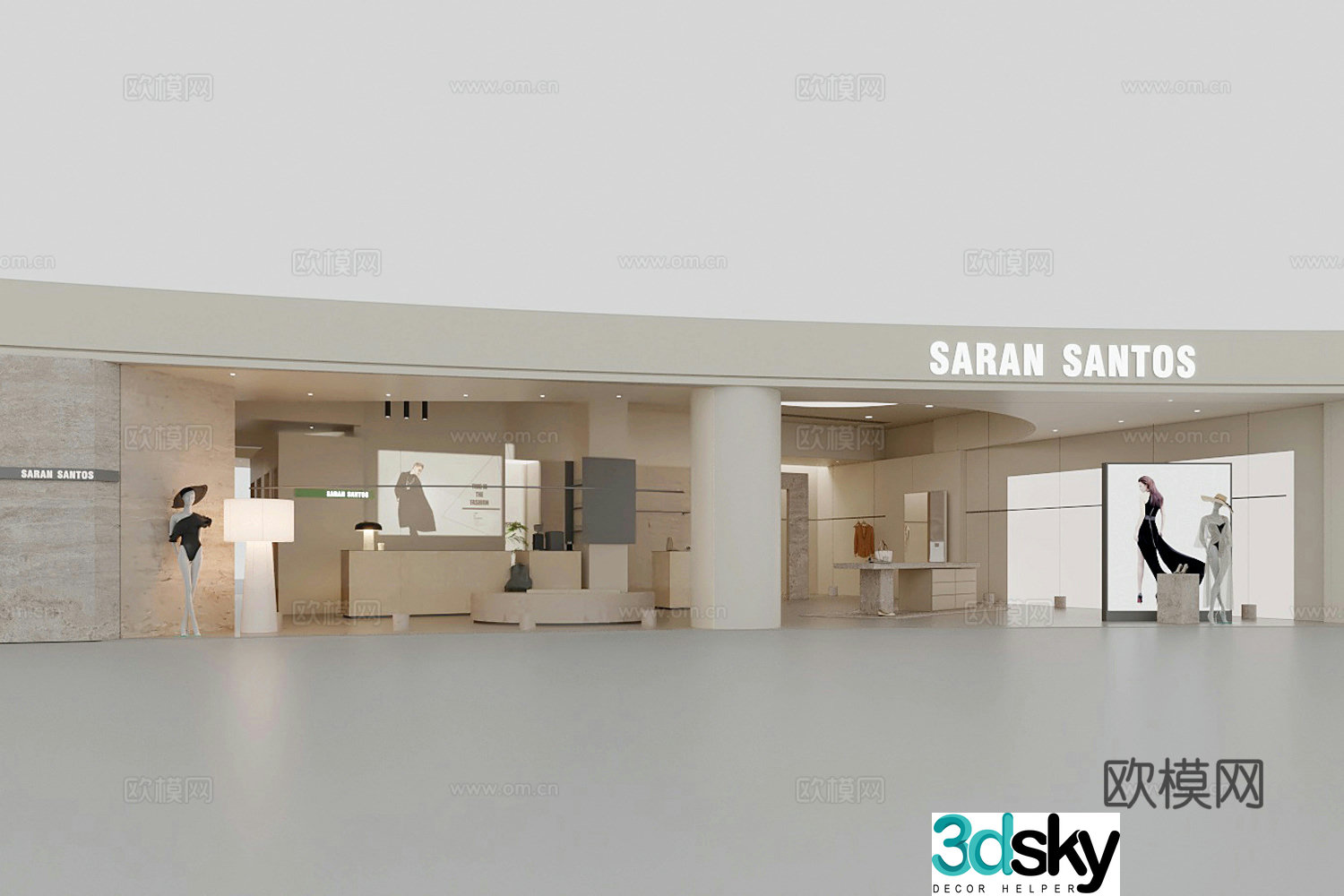 Minimalist women’s clothing store 3d model