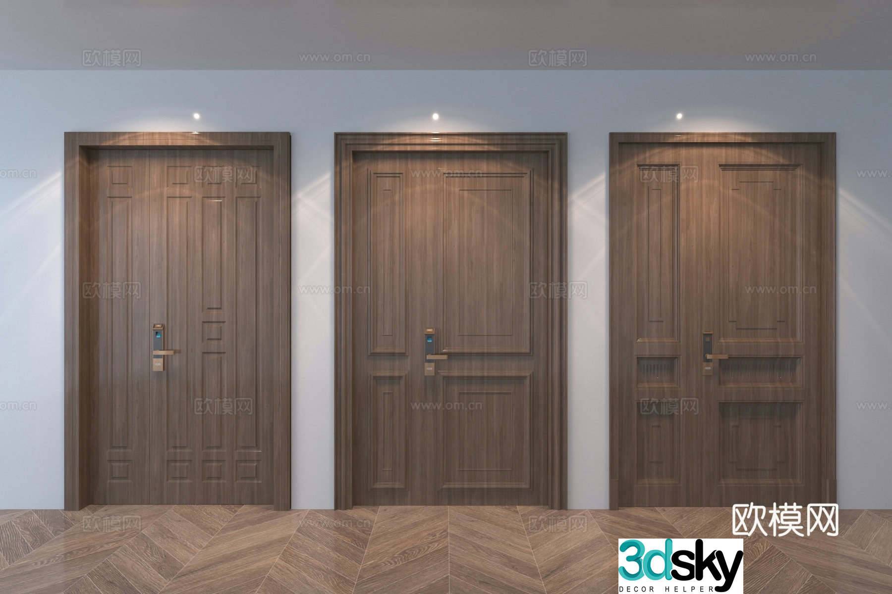 New Chinese style mother and mother door 3D model