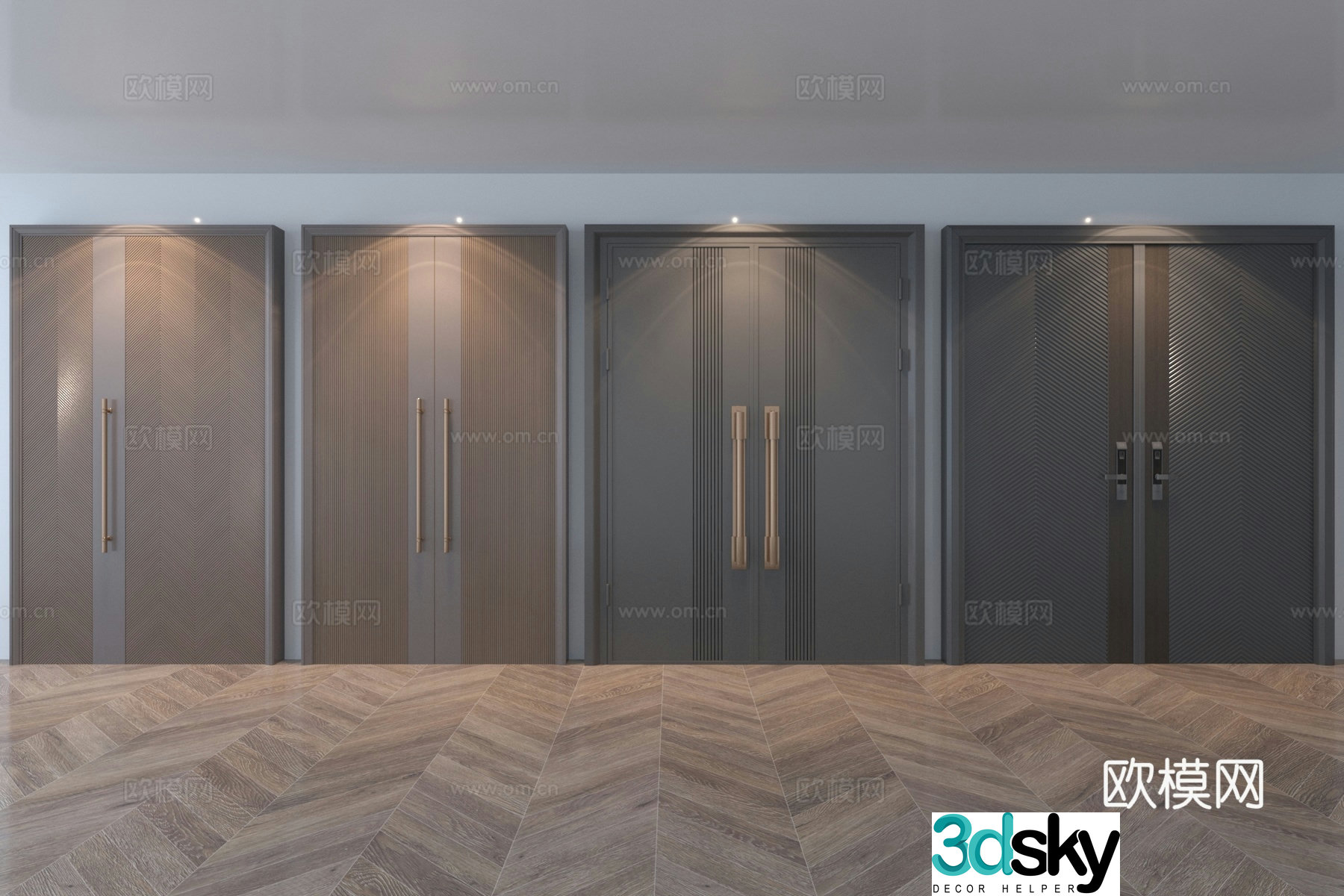 Modern double door combination 3D model