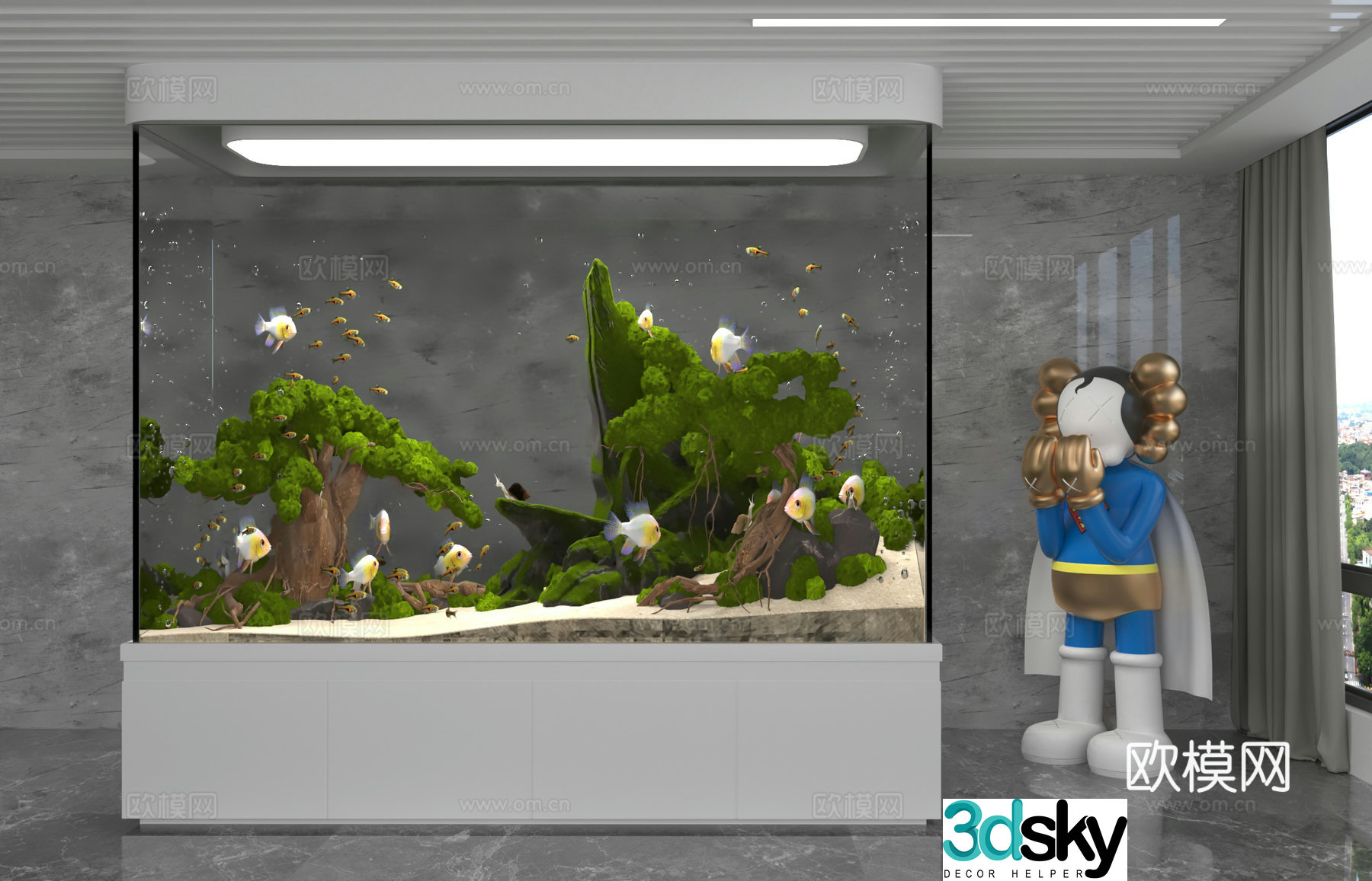 Modern fish tank 3d model