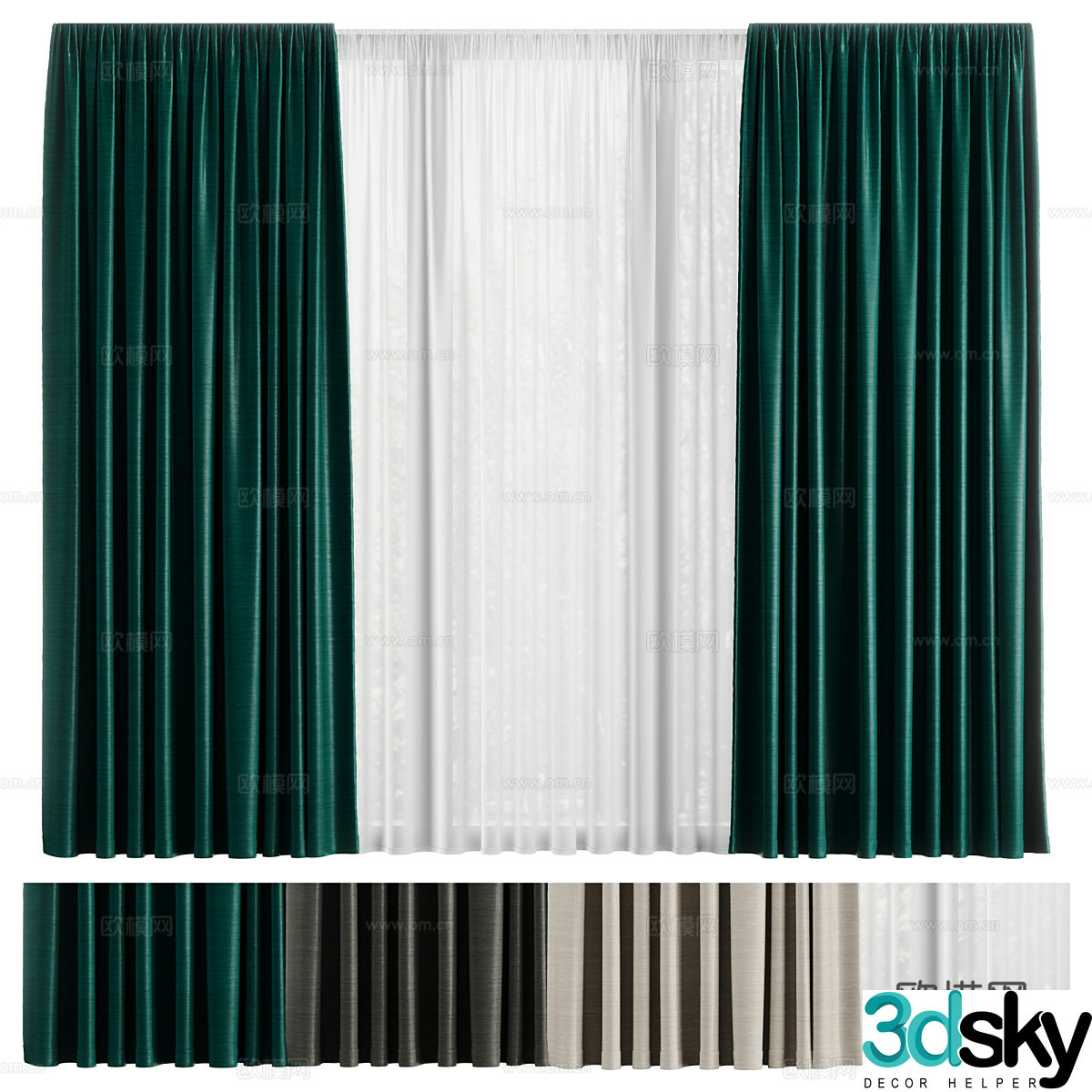 Curtains and tulle Curtain Set 023d Model