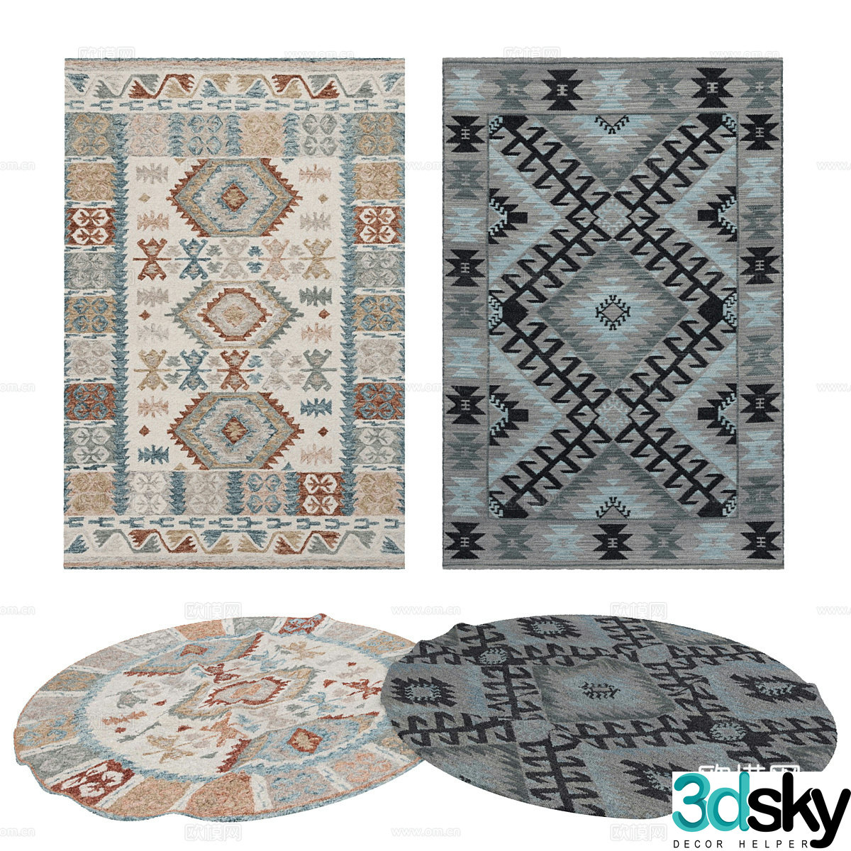 Modern Nordic art carpet 3d model