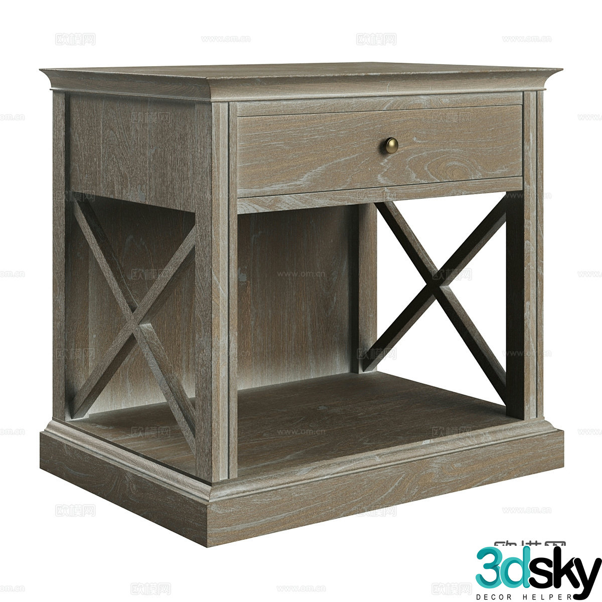American French bedside table chest of drawers 3D model