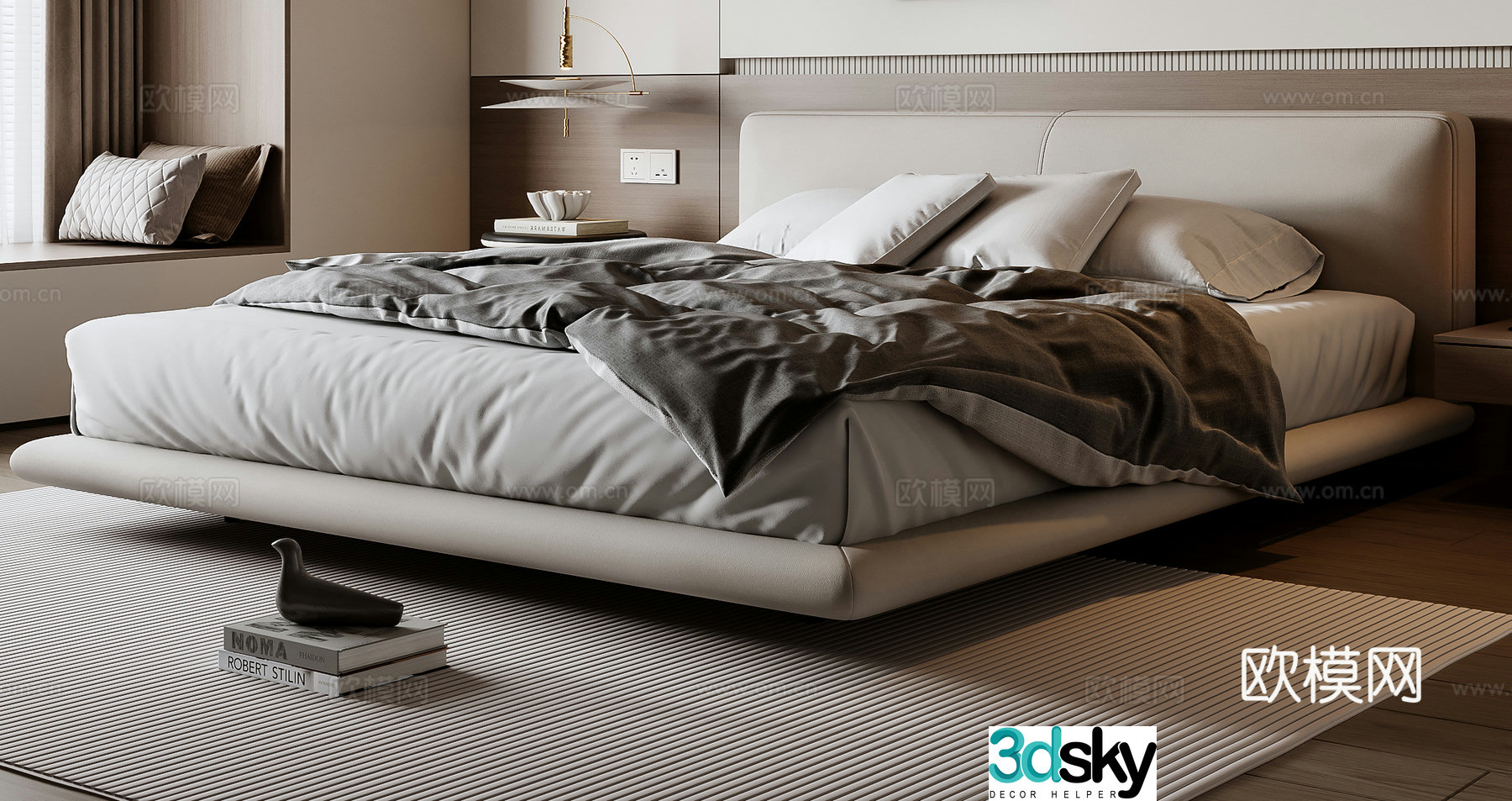 Modern double bed 3d model