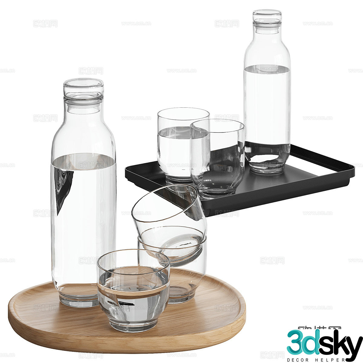 Bolia tray set water cup tea set 3d model