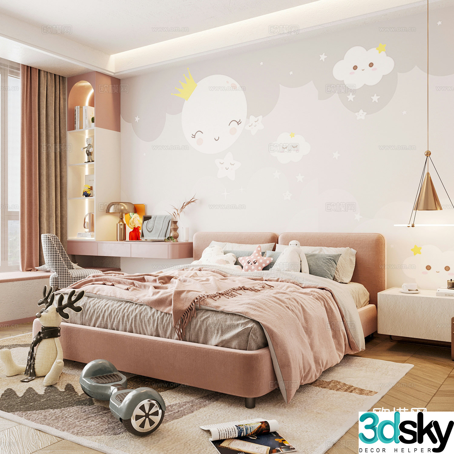 Modern children’s room boy’s room girl’s room children’s bed children’s wardrobe children’s desk 3d model