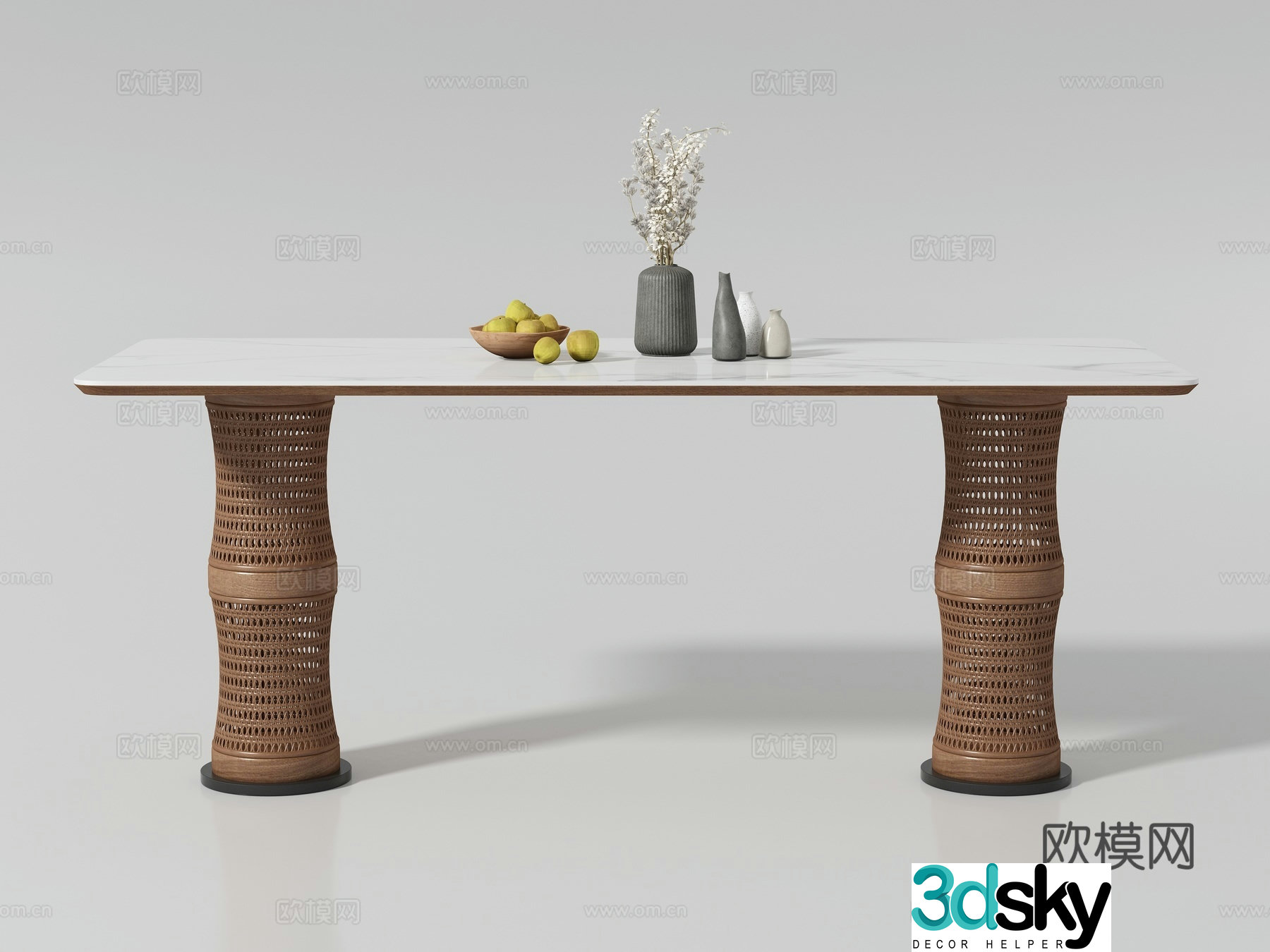 Modern medieval style long dining table 3D model