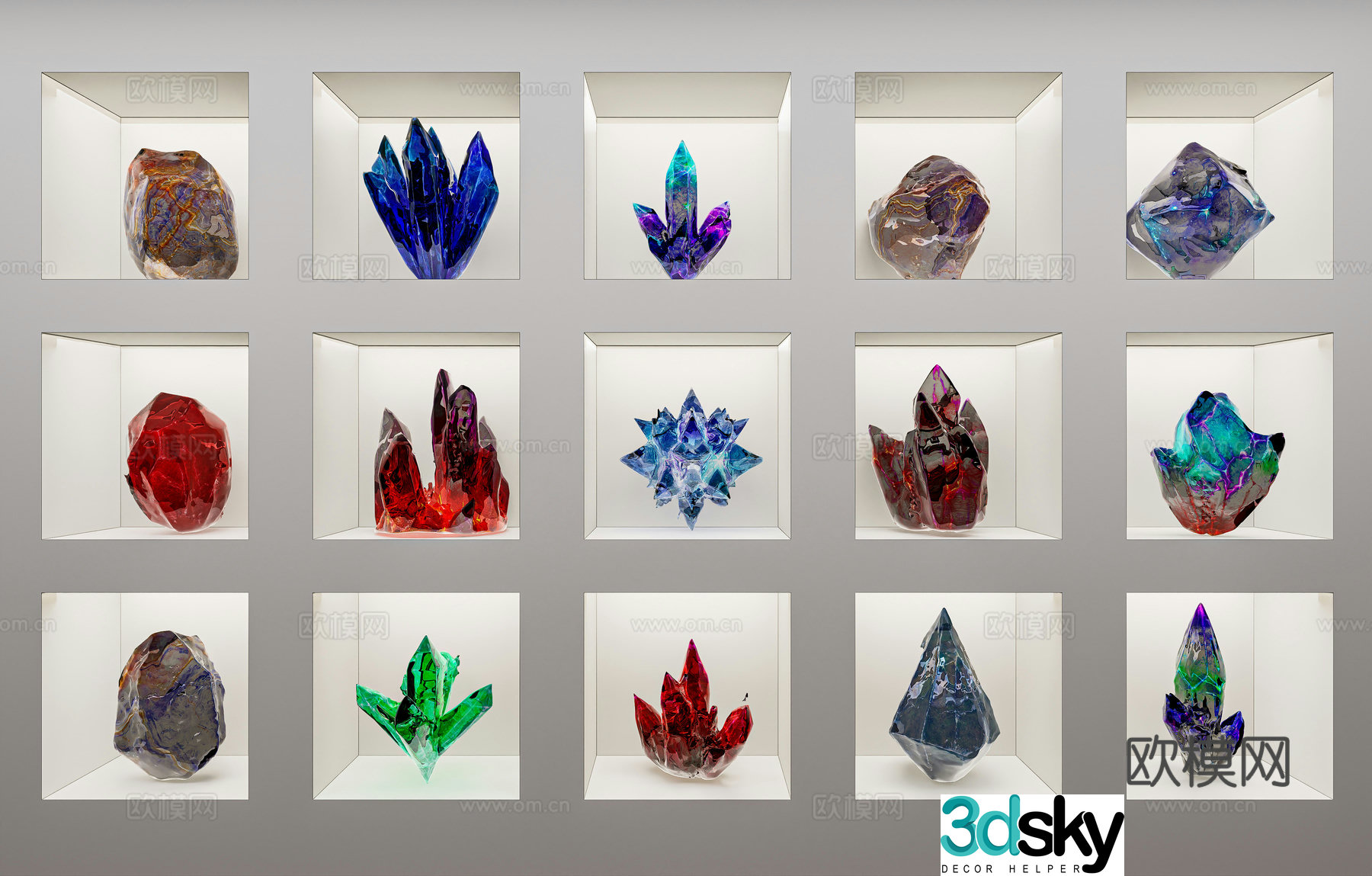 Modern crystal gems agate ore gemstone diamond stone strange stone volcanic stone gem jade ore 3D model