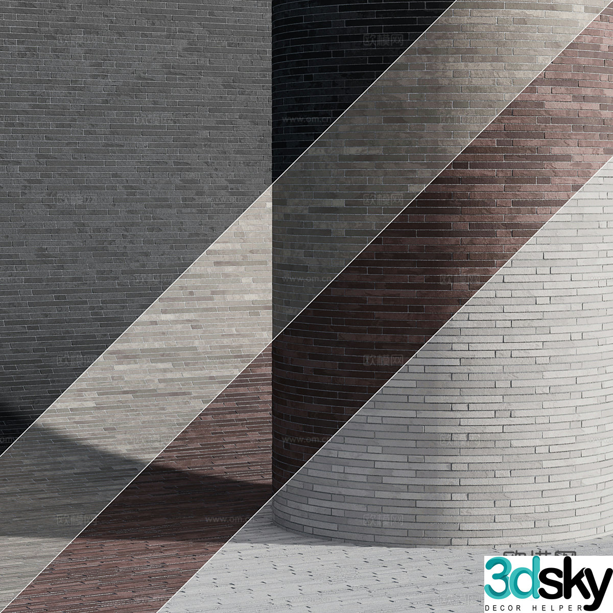 Clinker brick Red brick Cement brick 3D model