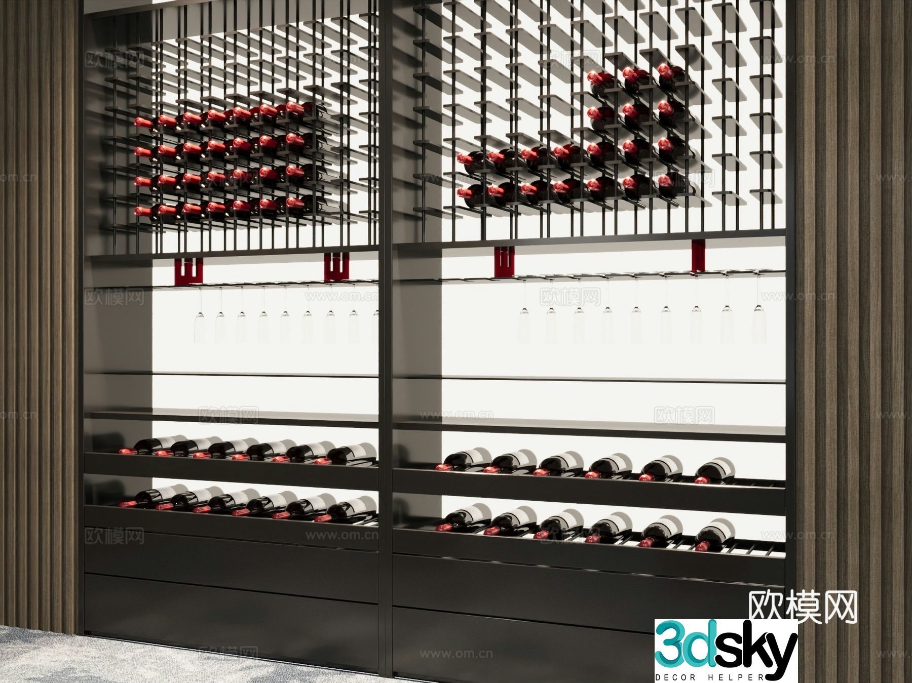 Modern simple wine cabinet red wine cabinet constant temperature wine cabinet room temperature wine cabinet 3D model