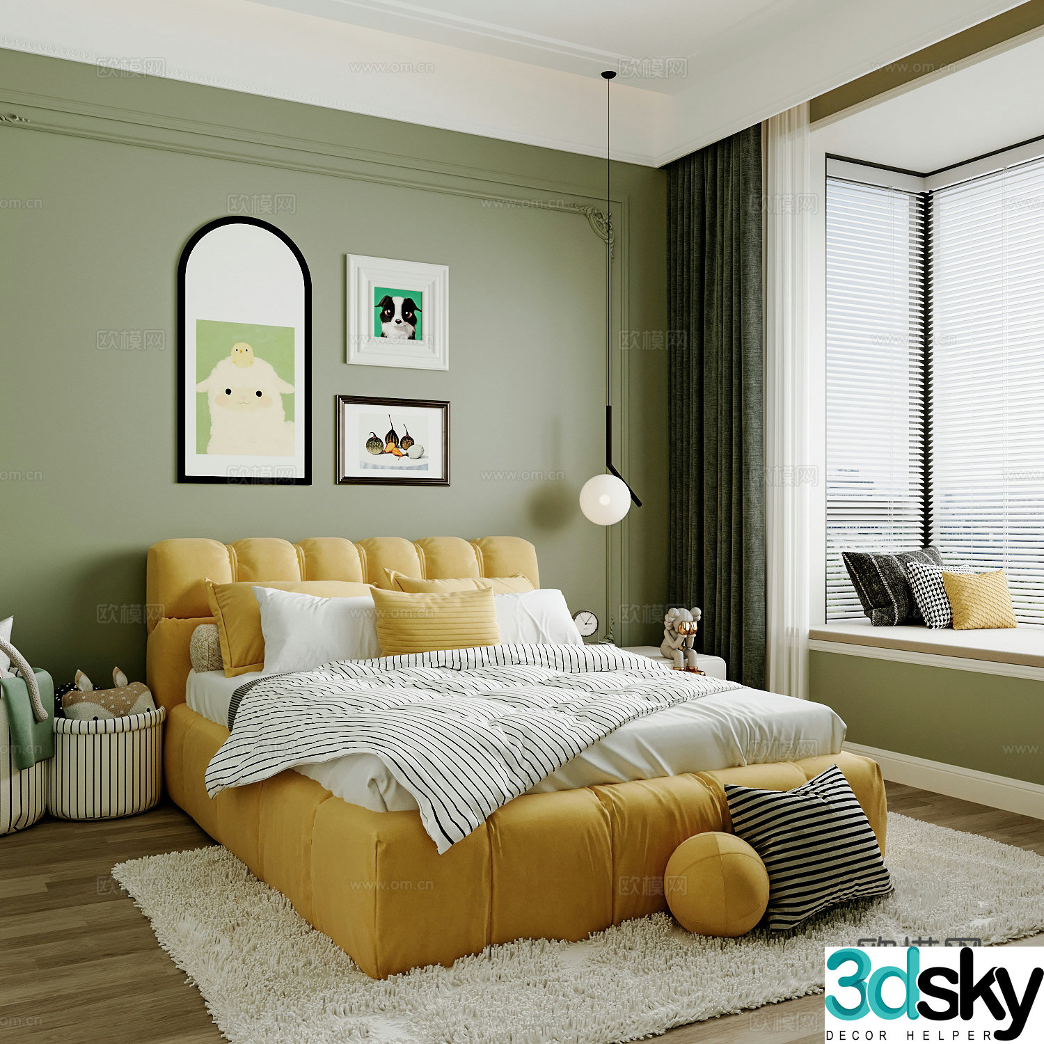 Modern children’s room boy’s room girl’s room children’s bed children’s wardrobe children’s desk 3d model