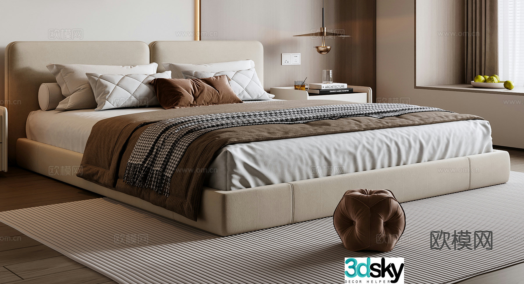 Modern double bed 3d model