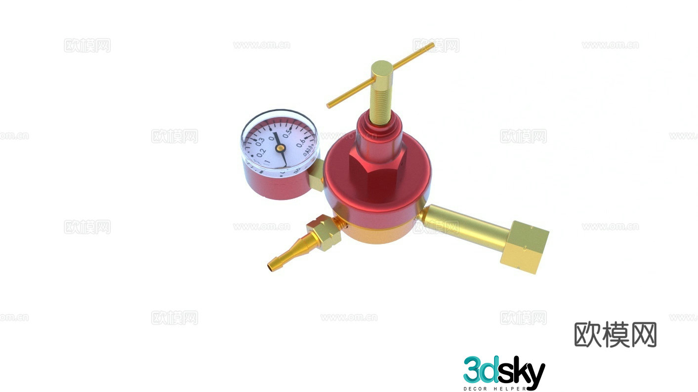 Propane regulator Pressure gauge Pressure gauge Instrument Valve 3D Model