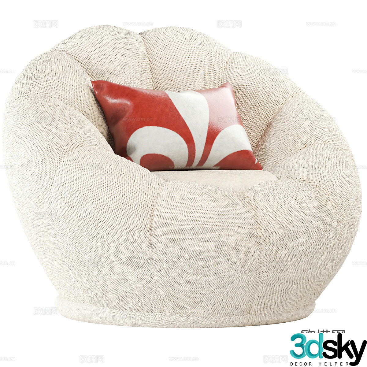 Modern cream style tulip casual sofa 3d model