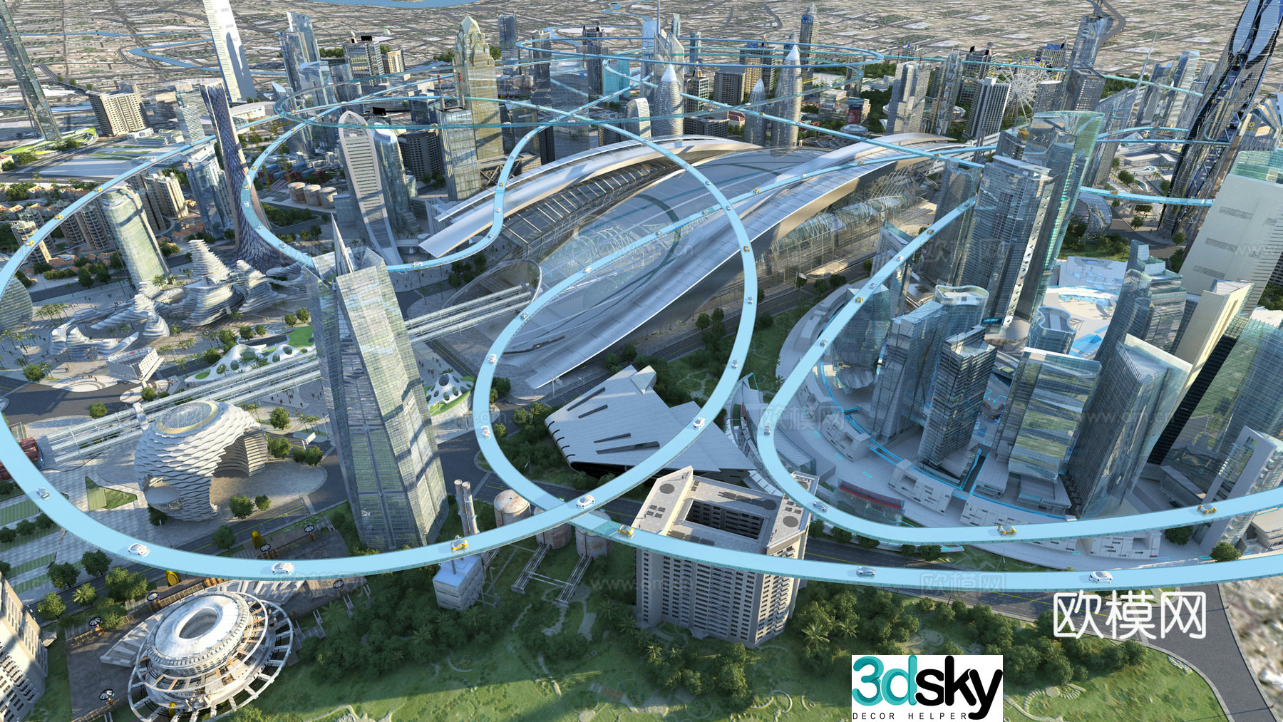 Modern science fiction future city 3d model