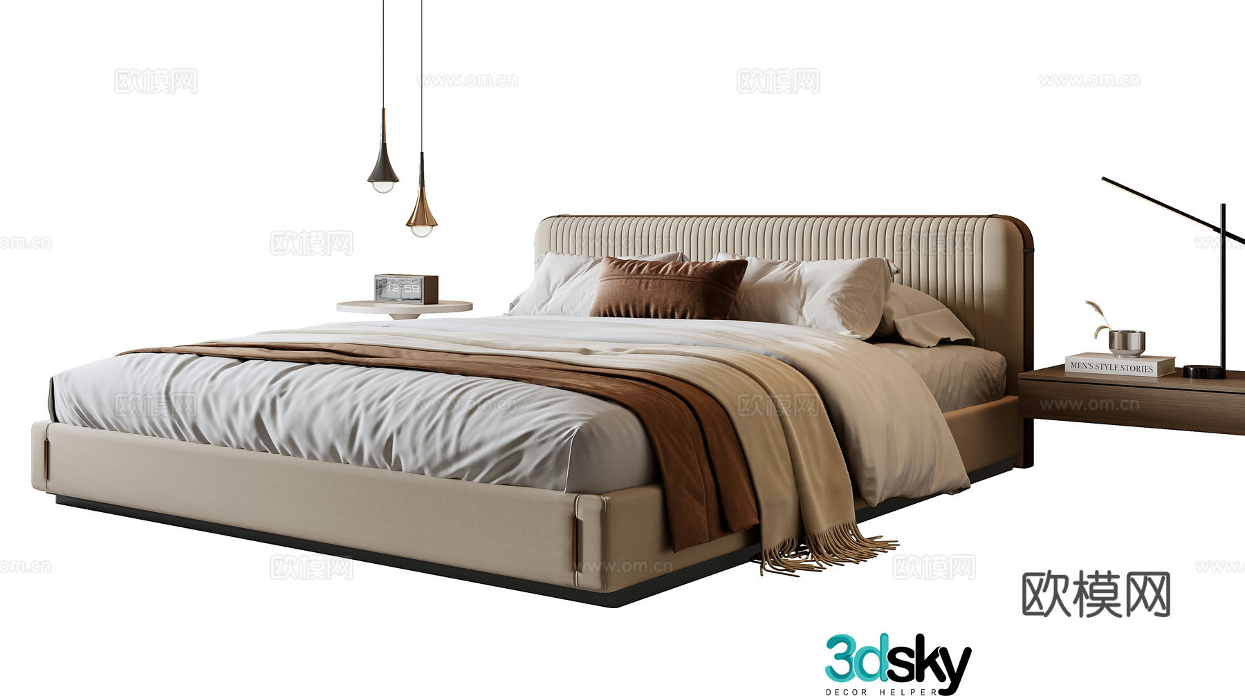 Modern double bed 3d model