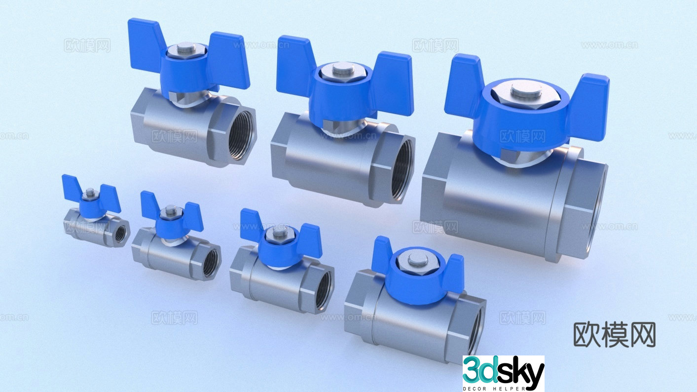 Valve Pipe valve Switch ball valve with T-shaped handle Gate valve Butterfly valve Regulating valve Pressure 3D model