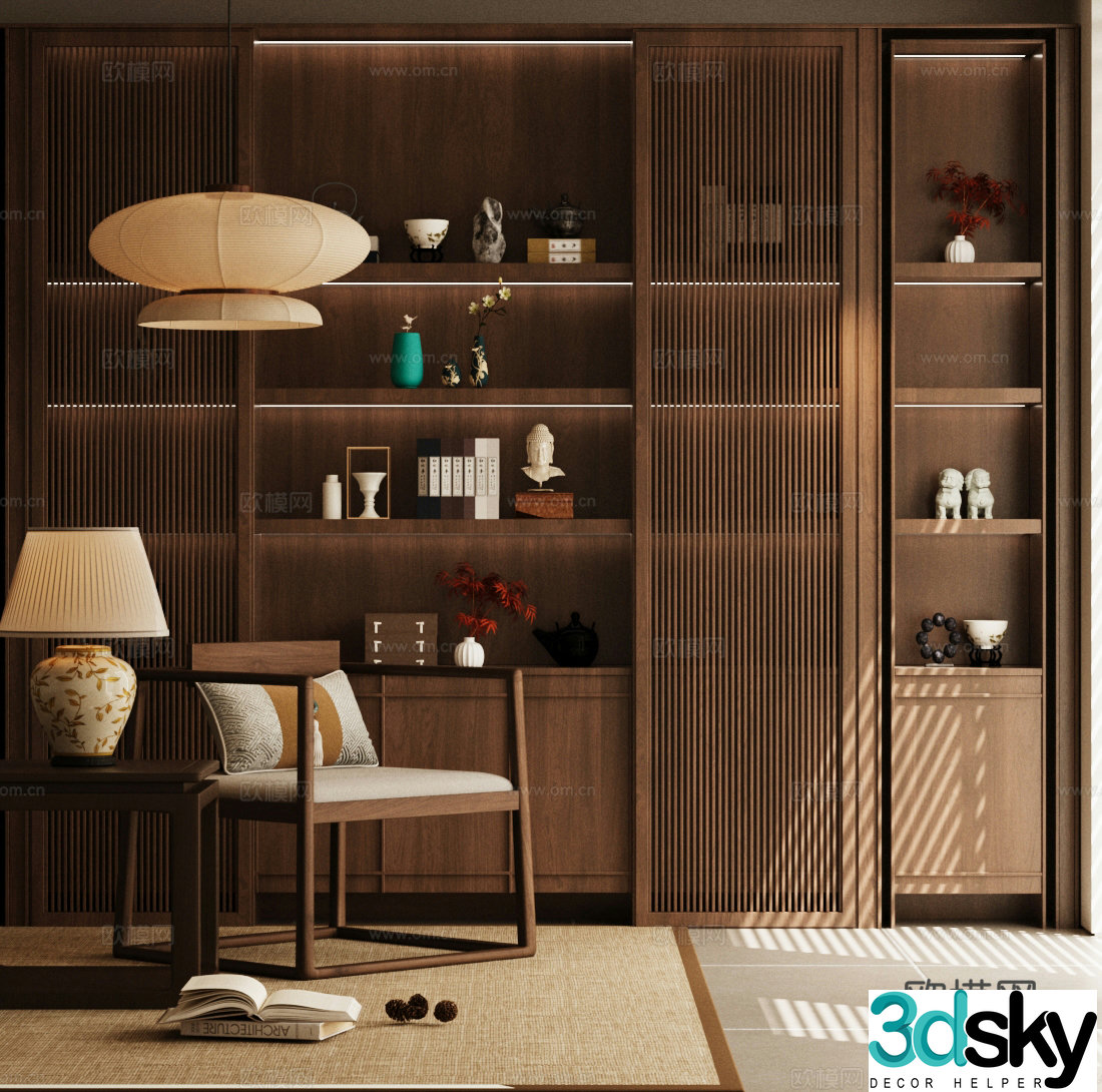 New Chinese style Zen Taishi Chair New Chinese style end-view bo ancient rack New Chinese style storage rack Chinese style leisure chair 3D model
