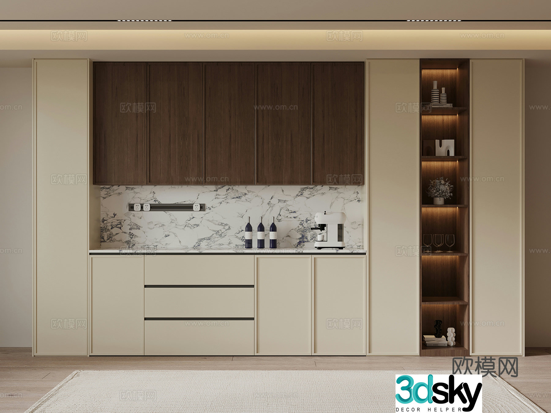 Middle-aged wine cabinet sideboard 3D model