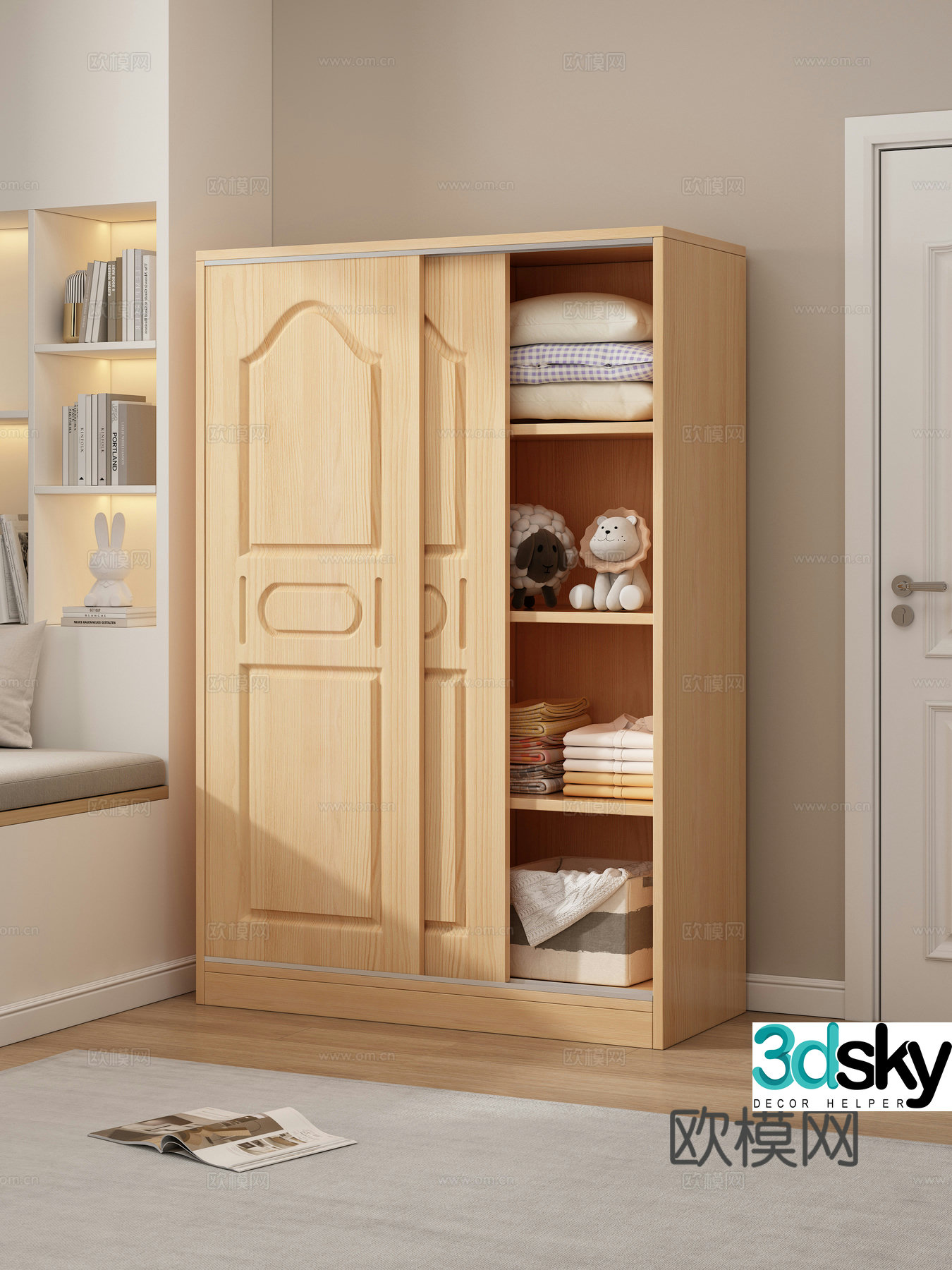 Children’s Wardrobe Decoration Cabinet Children’s Room Children’s Bedroom Bedding Player Clothes Storage Basket 3D Model