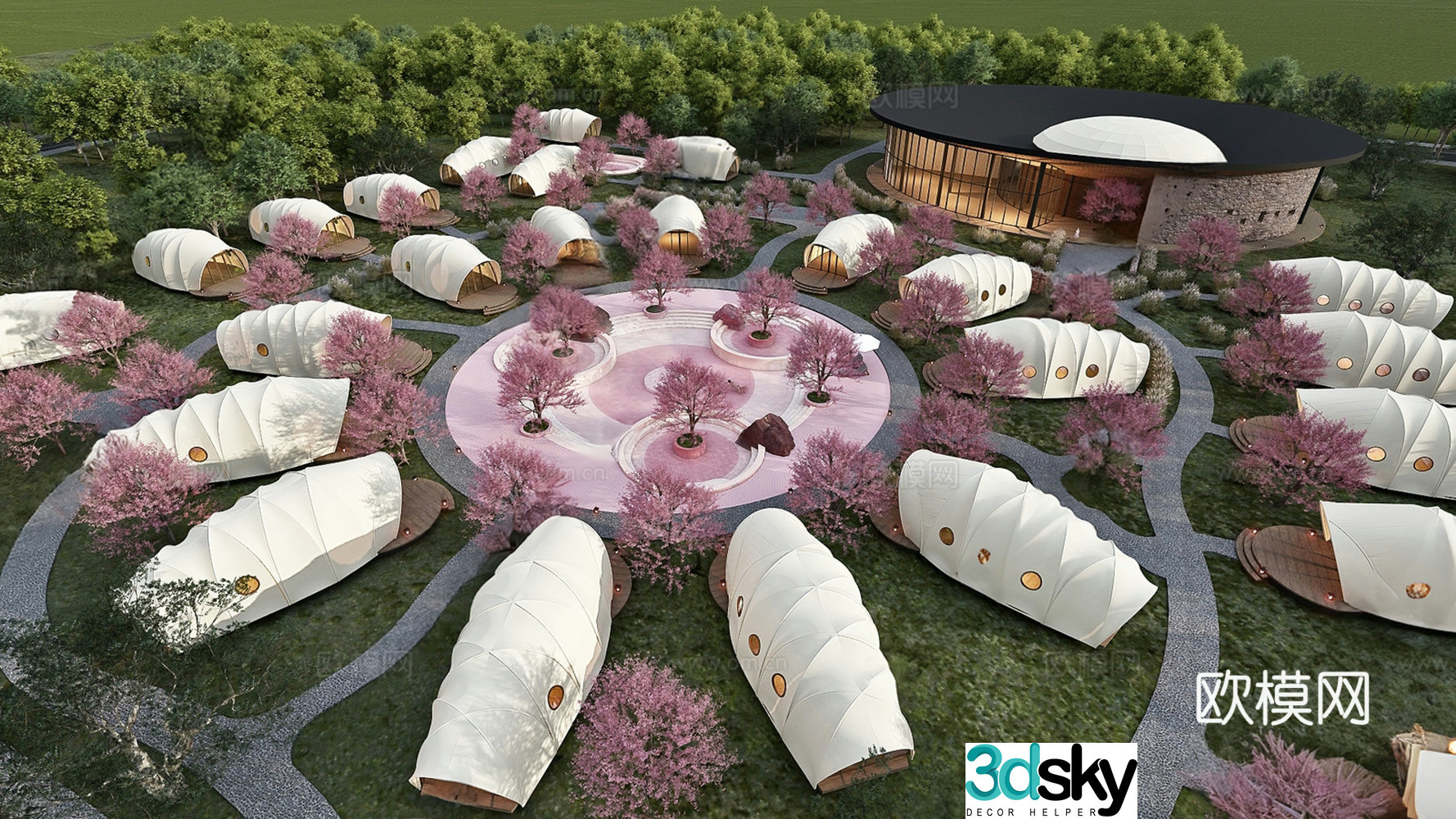 B&B Building Tent Hotel Outdoor Tent Camping Tent 3D Model