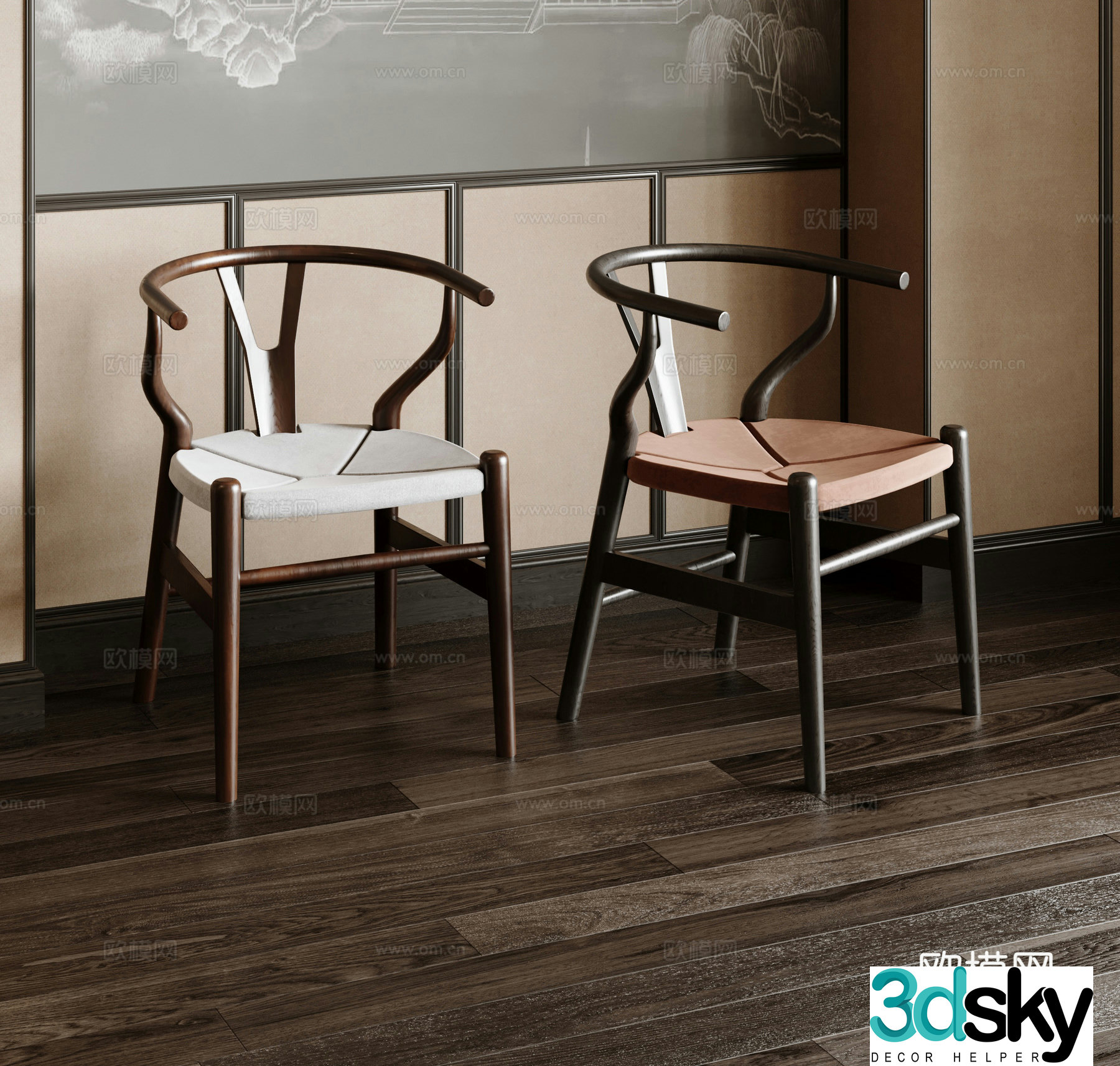 New Chinese dining chair 3D model