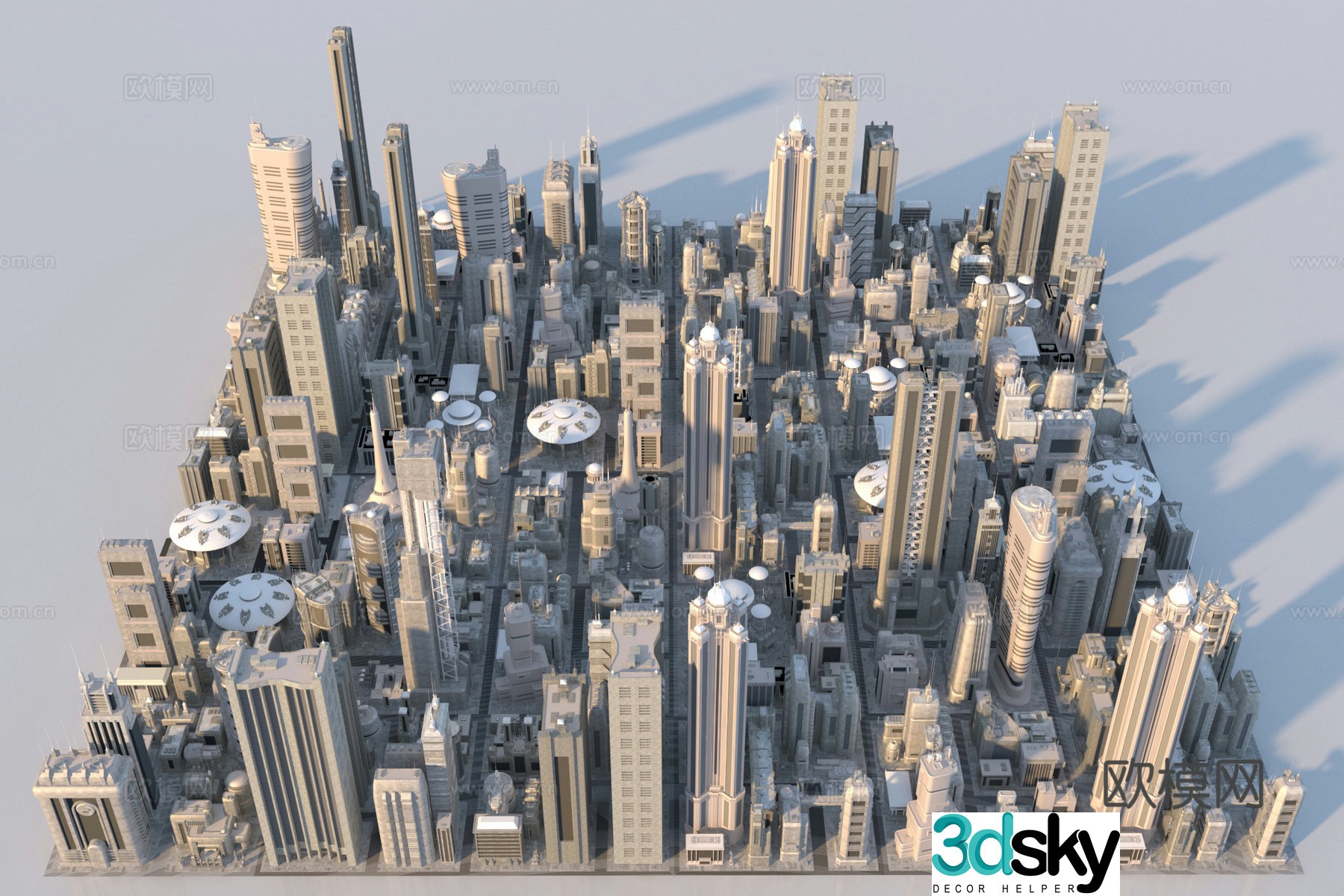 Modern science fiction future city 3d model