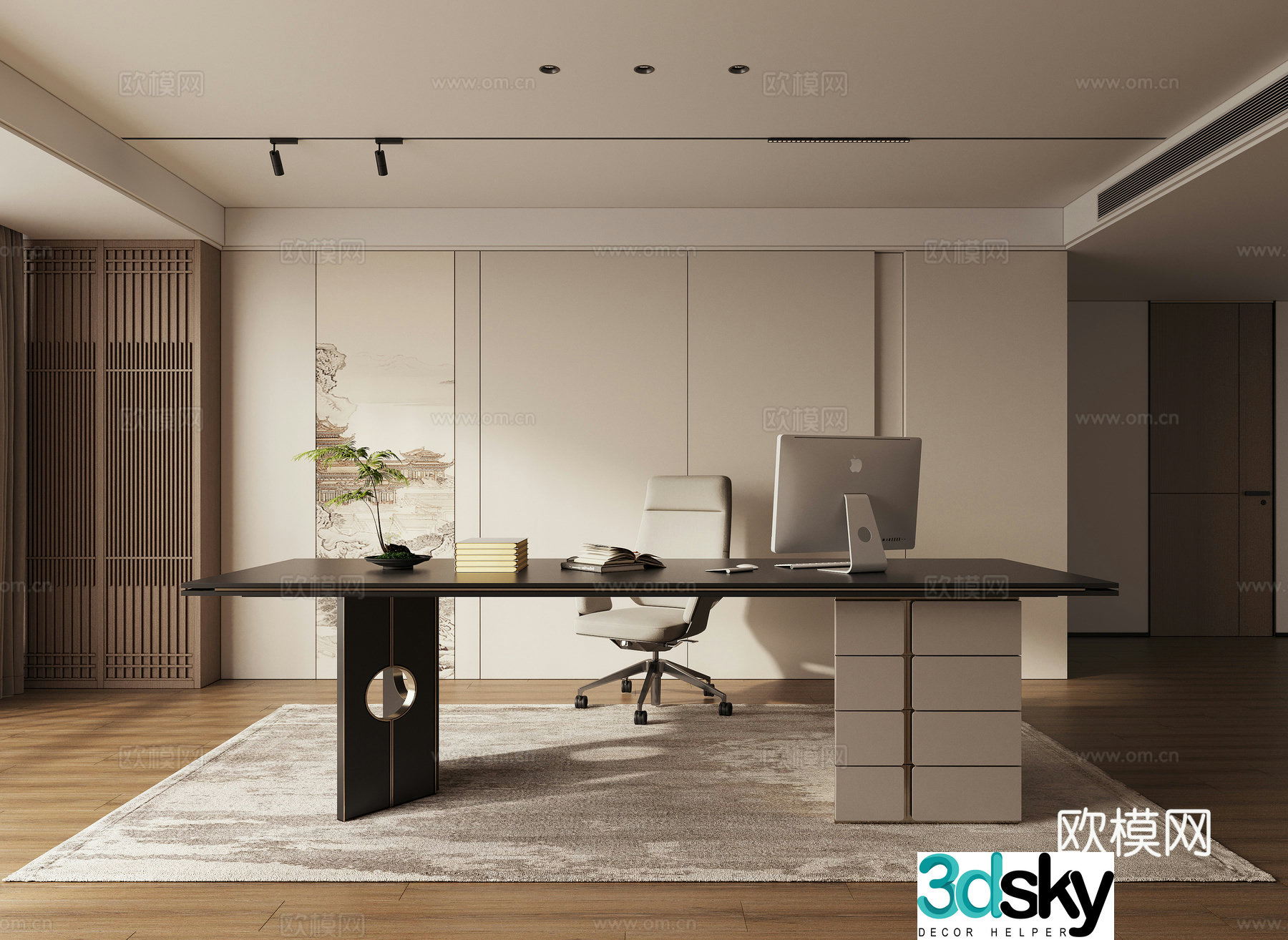 New Chinese Zen Study Room 3D Model