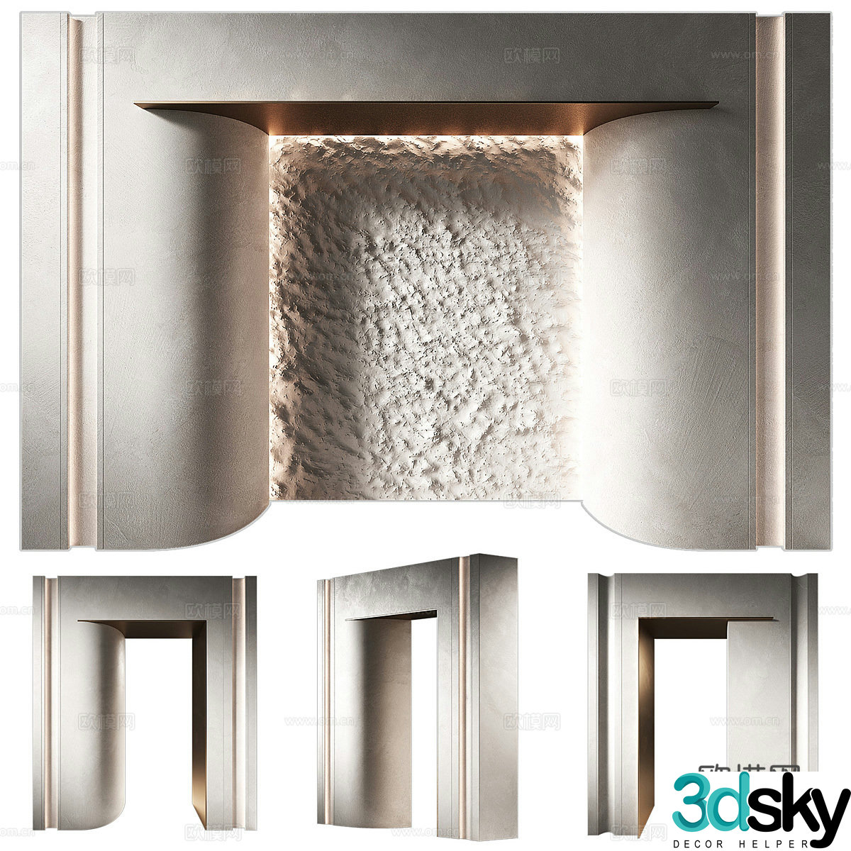 Modern Wasabi Corridor Channel Arc Wall Panel 3D Model