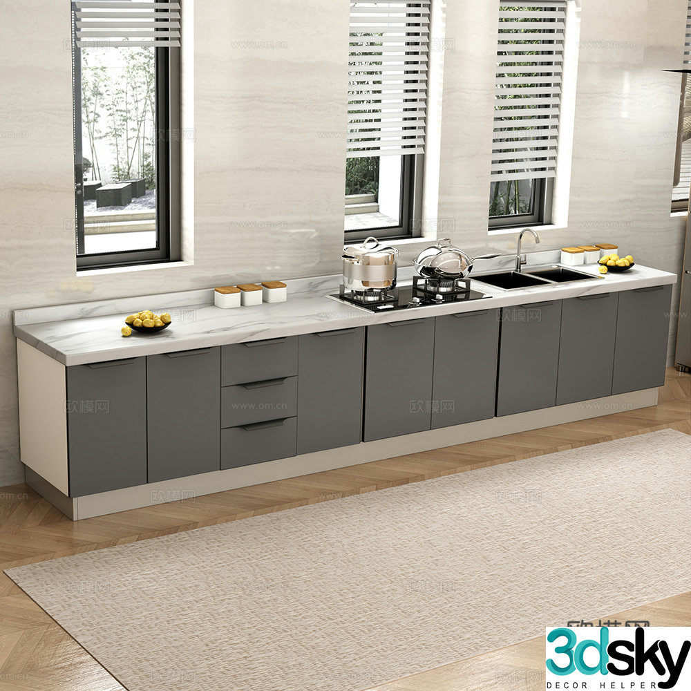 Kitchen stove kitchen custom cabinet kitchen cabinet 3d model