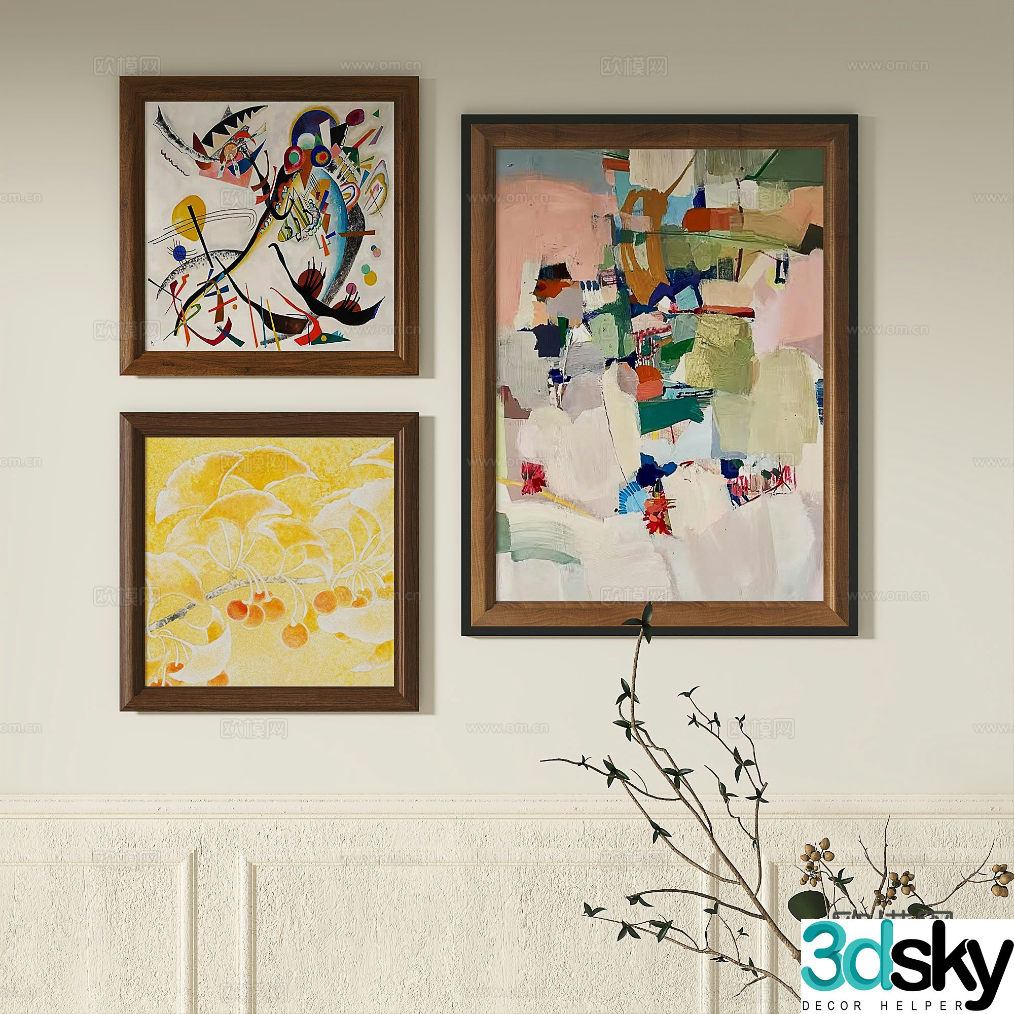 French retro abstract decorative painting 3d model